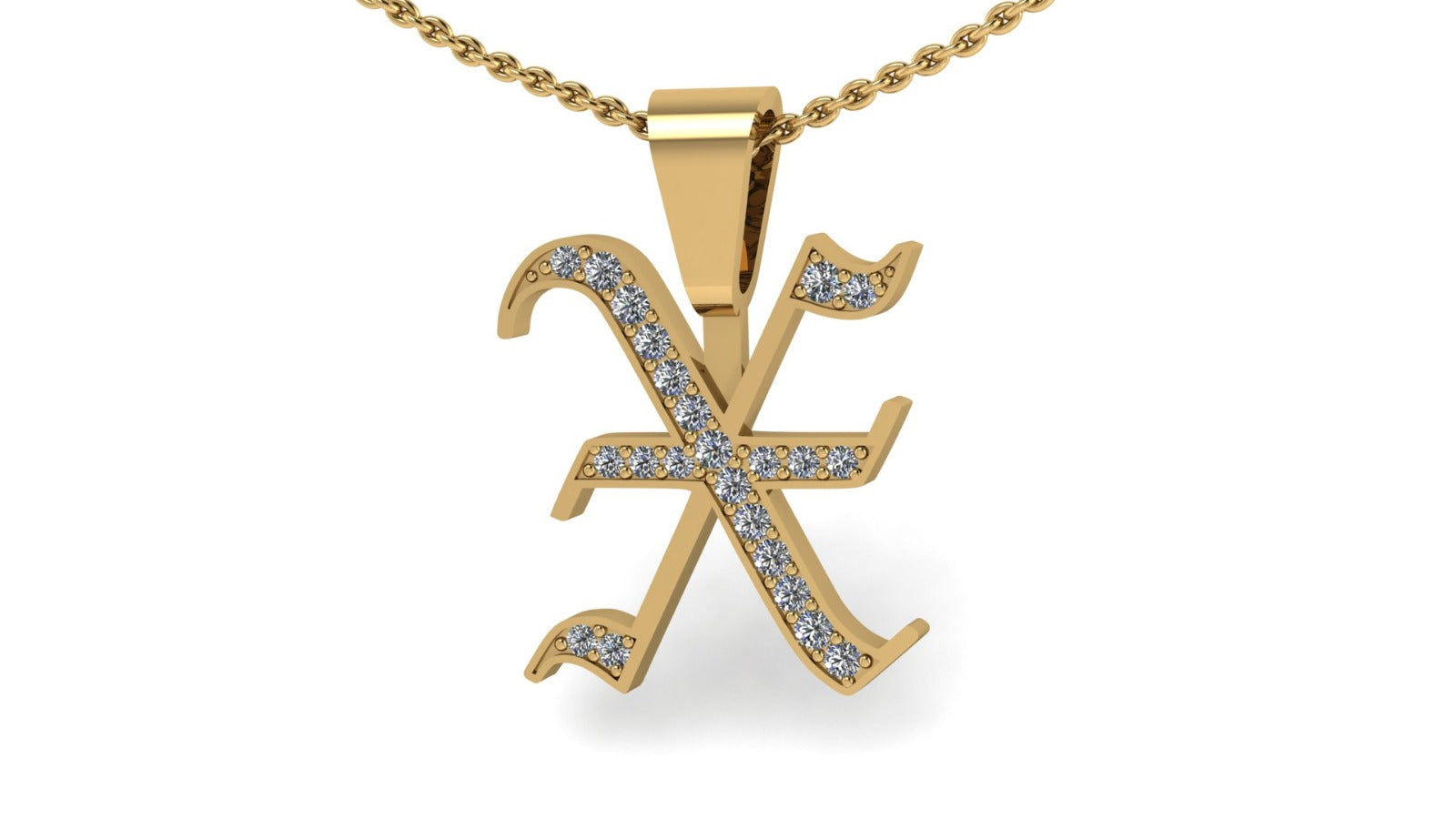 Old English Initial Diamond Pendant - Heavy