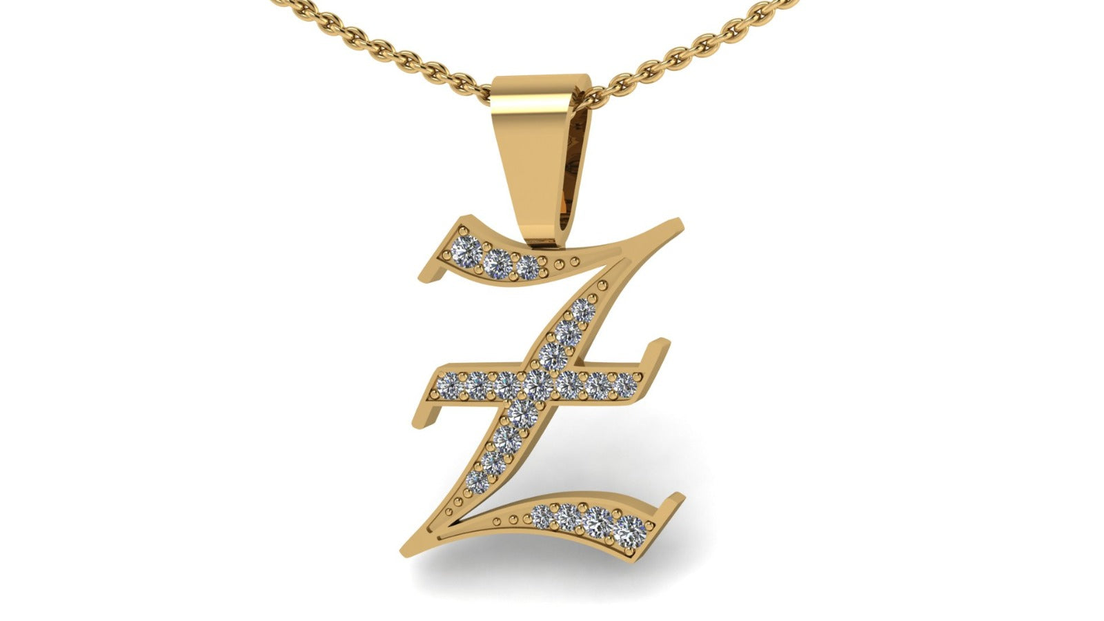 Old English Initial Diamond Pendant - Heavy