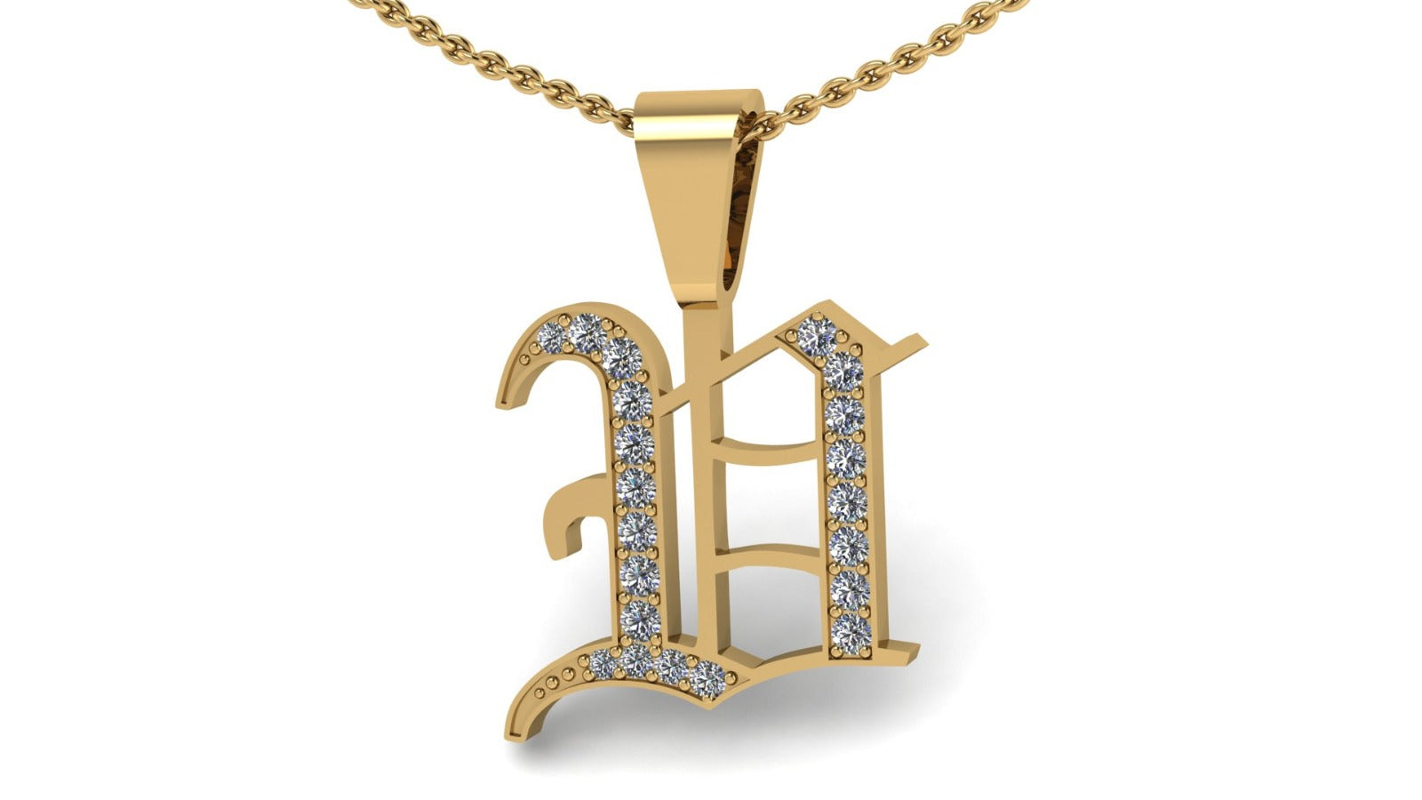 Old English Initial Diamond Pendant - Heavy