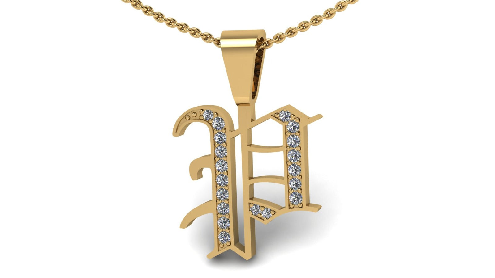Old English Initial Diamond Pendant - Heavy