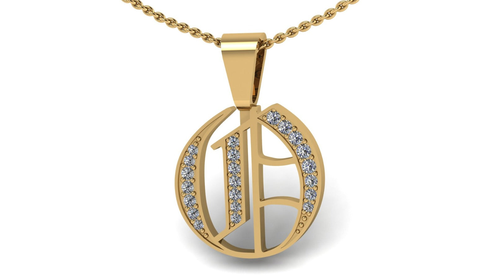 Old English Initial Diamond Pendant - Heavy