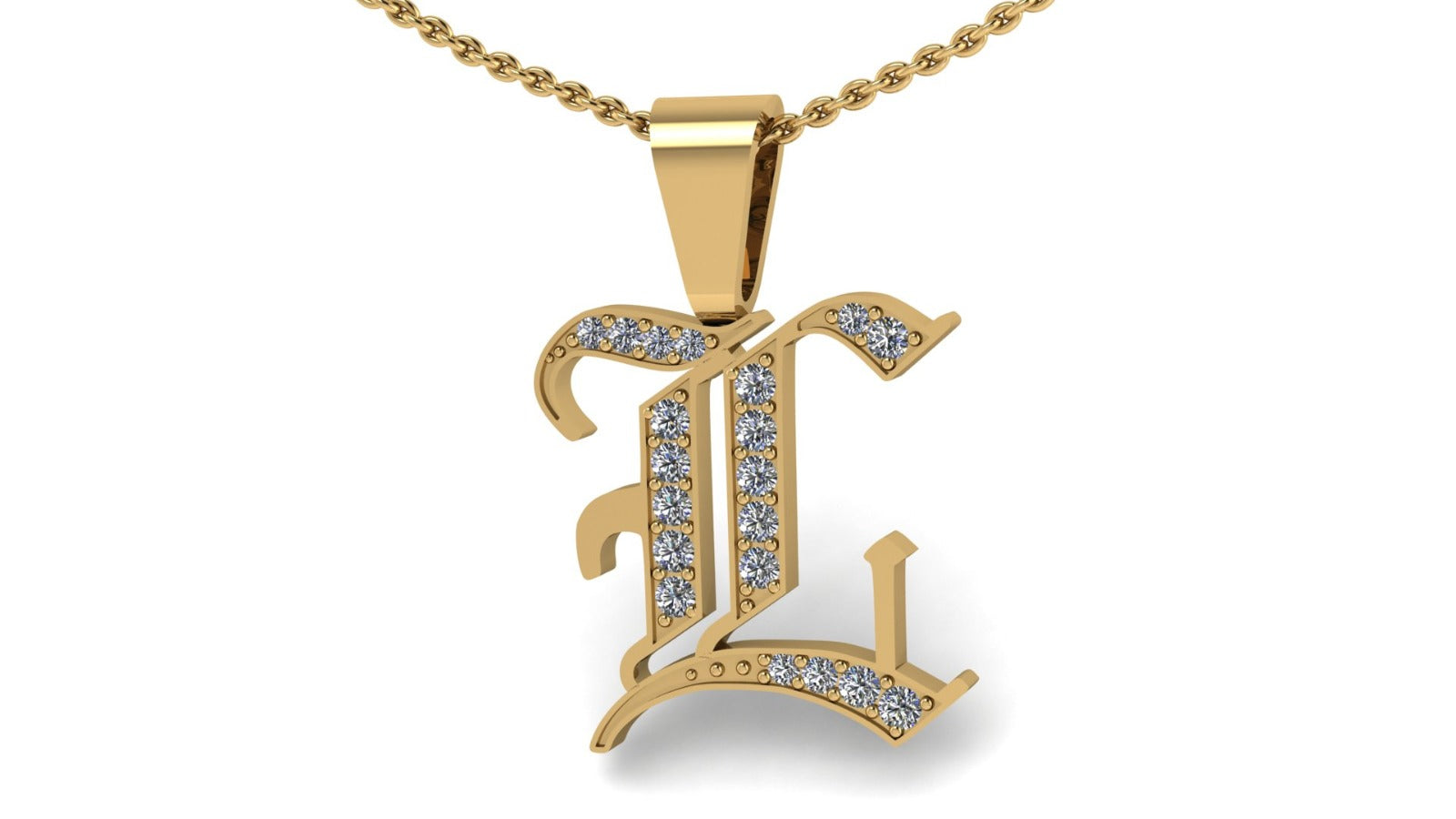 Old English Initial Diamond Pendant - Heavy