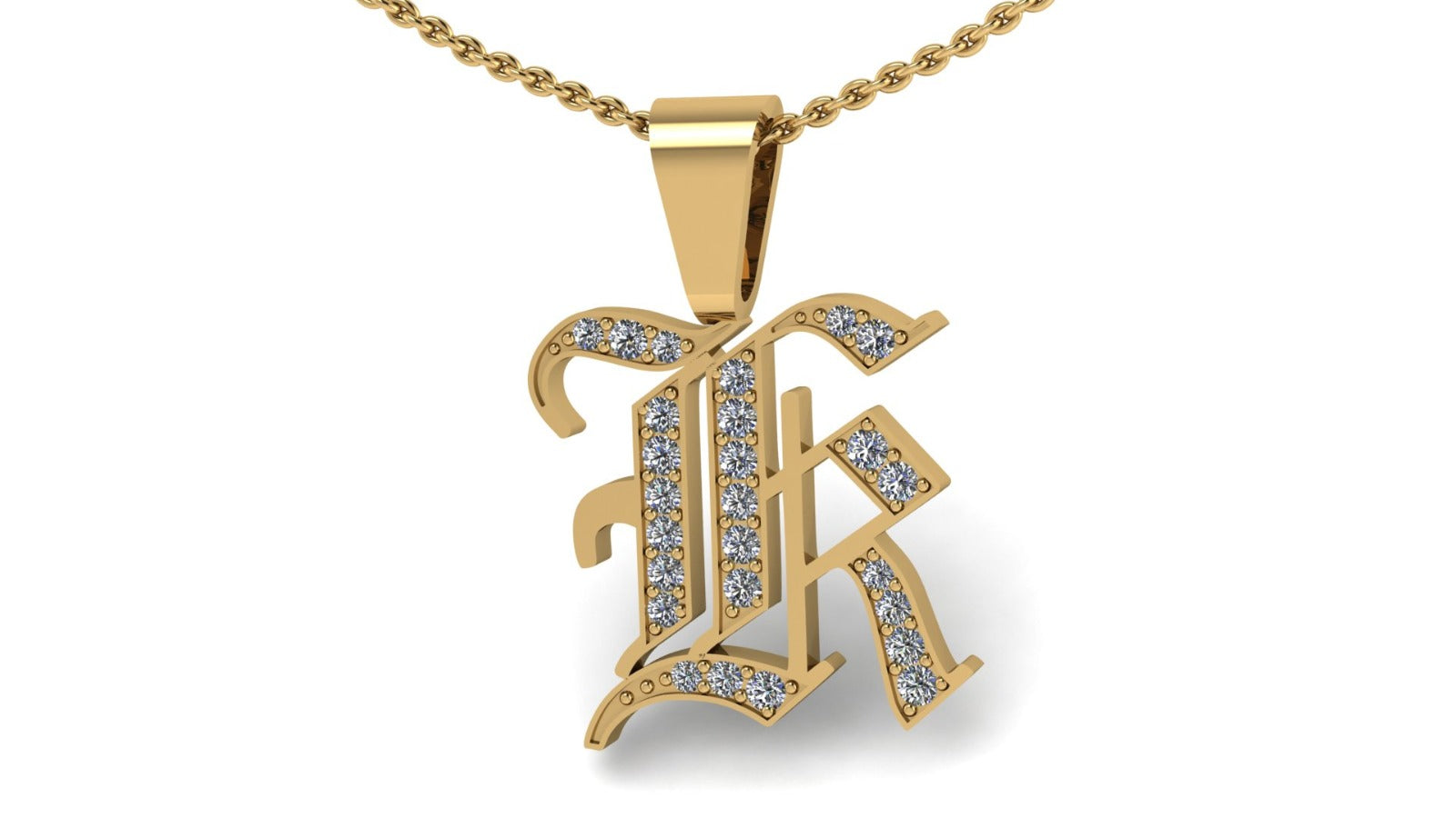 Old English Initial Diamond Pendant - Heavy