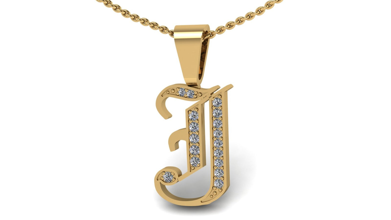 Old English Initial Diamond Pendant - Heavy