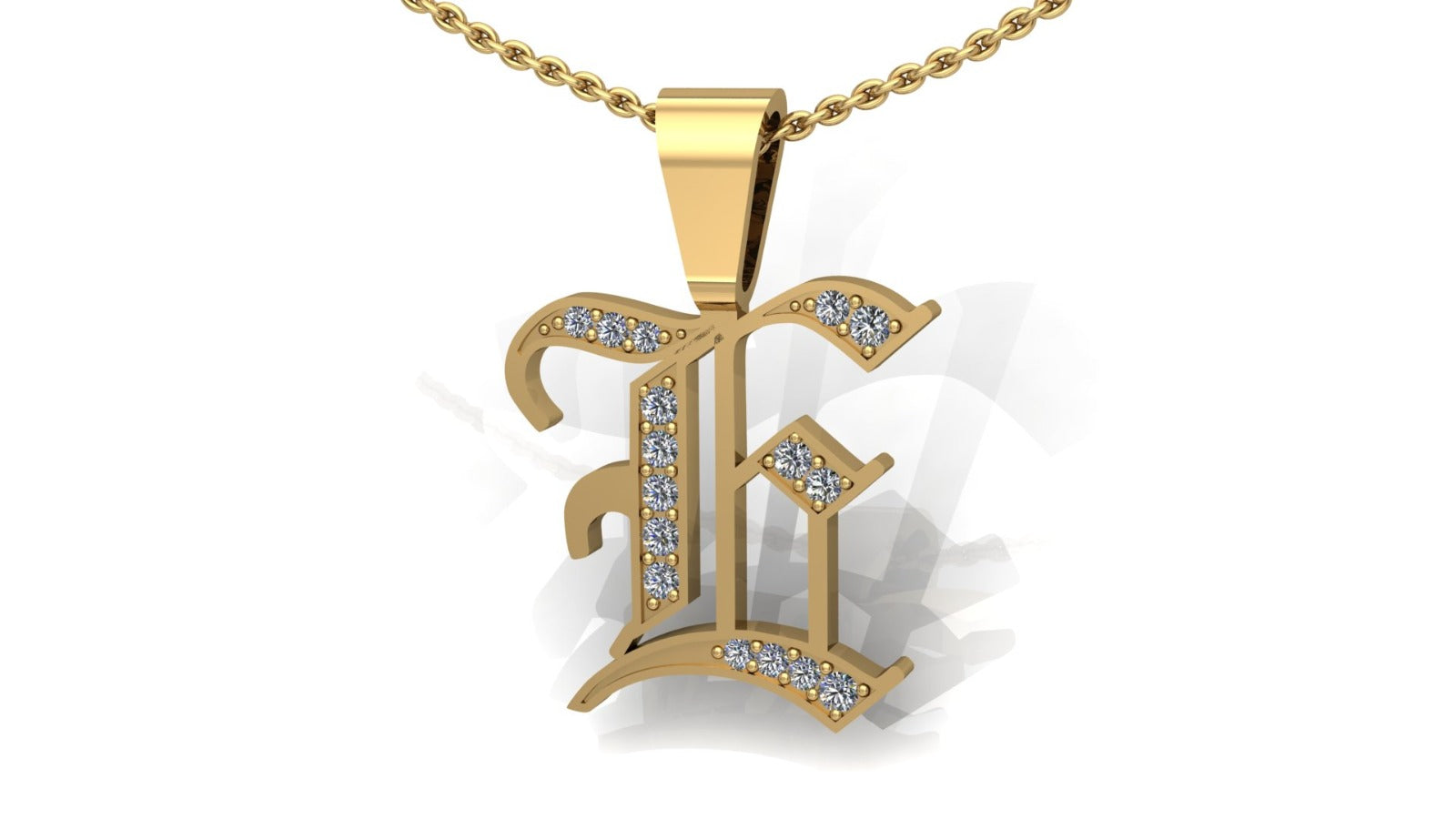 Old English Initial Diamond Pendant - Heavy