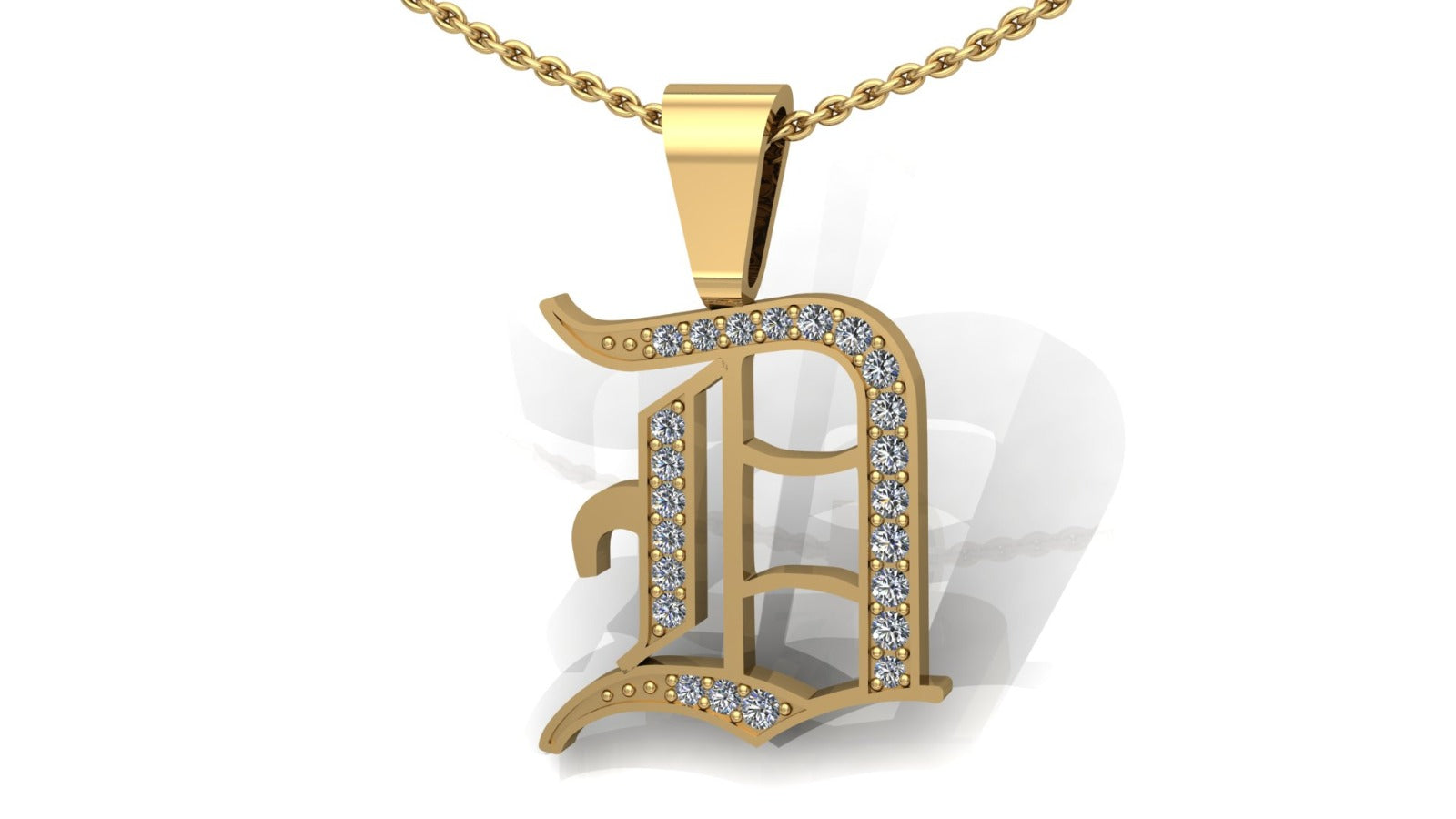 Old English Initial Diamond Pendant - Heavy