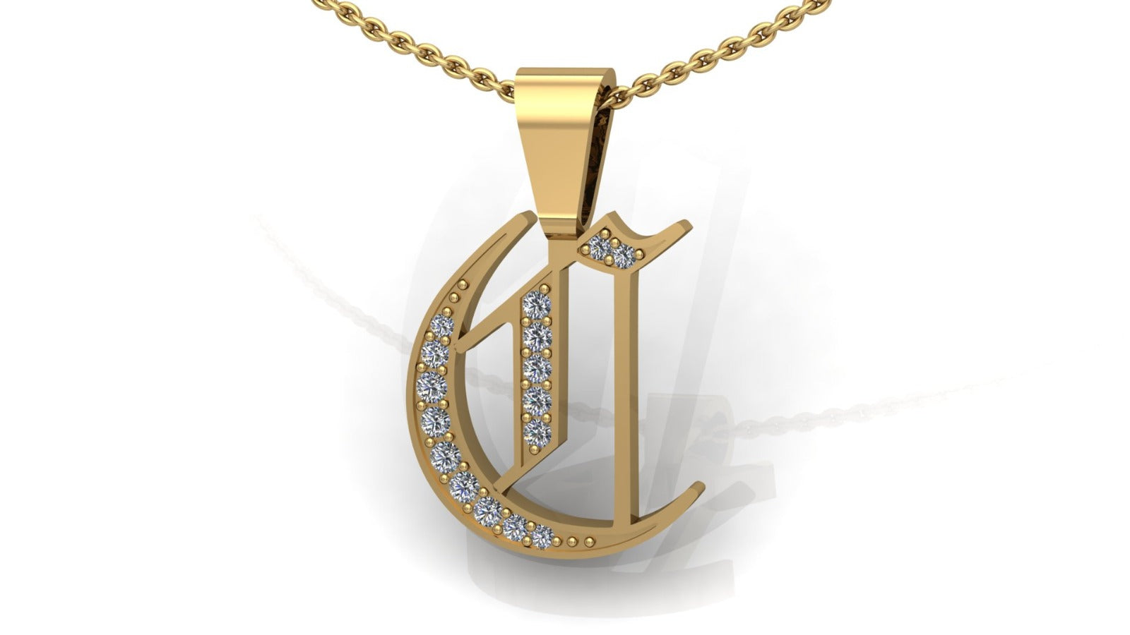 Old English Initial Diamond Pendant - Heavy