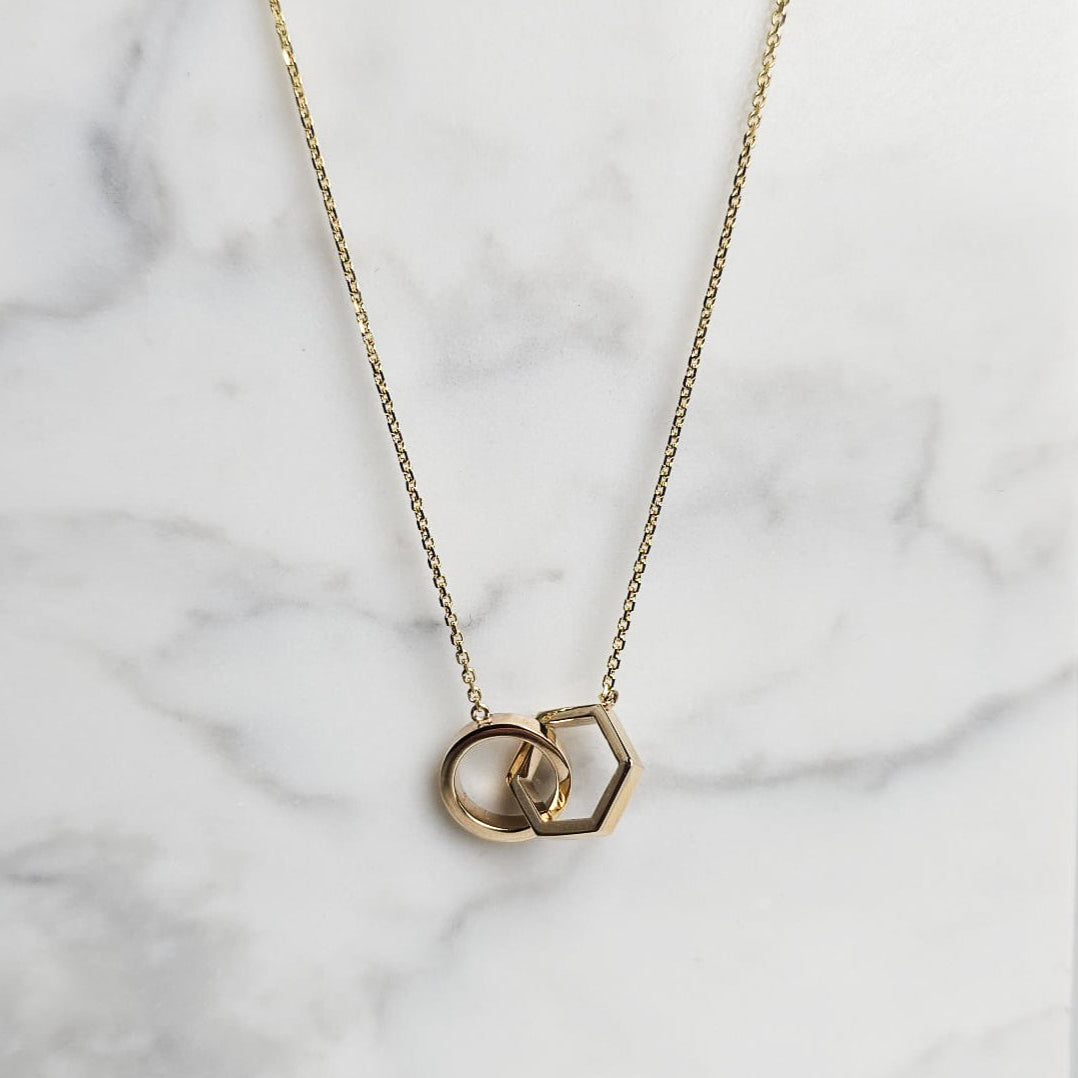 Interlocking Circle & Hexagon Necklace