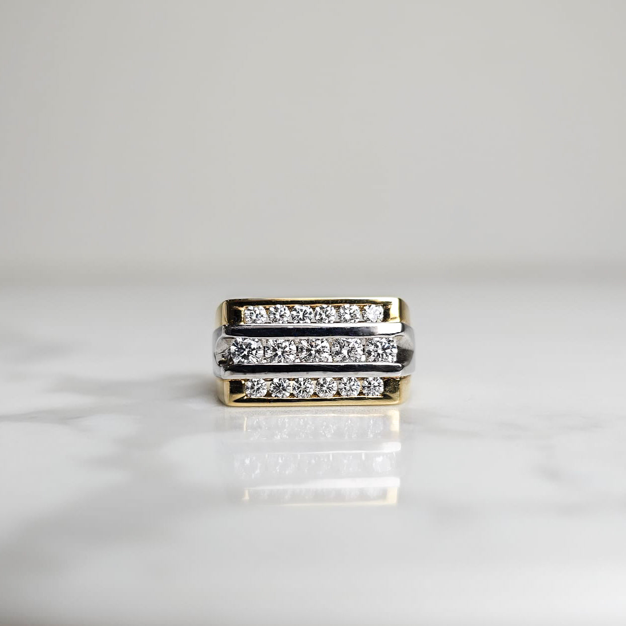 Custom │ Two Tone Diamond Signet Ring