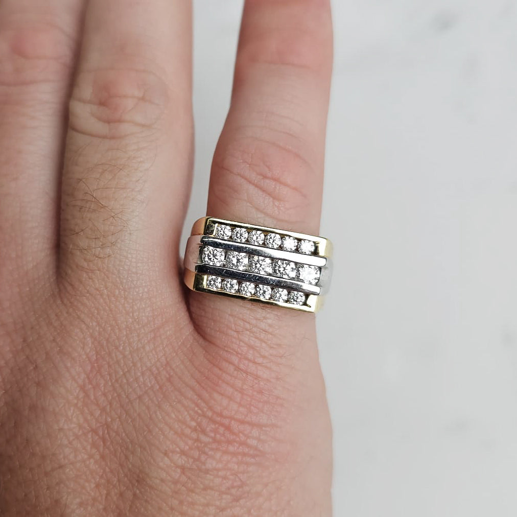 Custom │ Two Tone Diamond Signet Ring