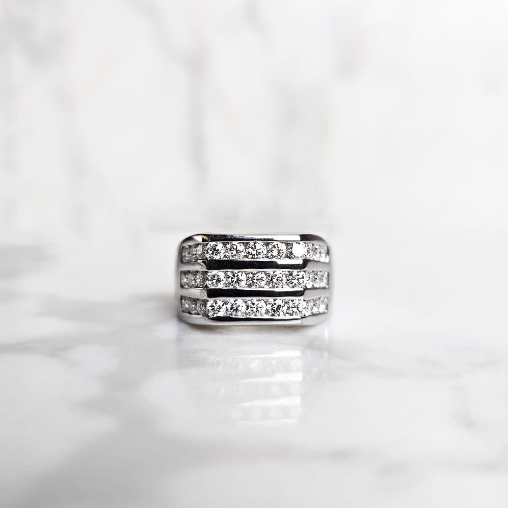 Custom │ Three Row Diamond Ring