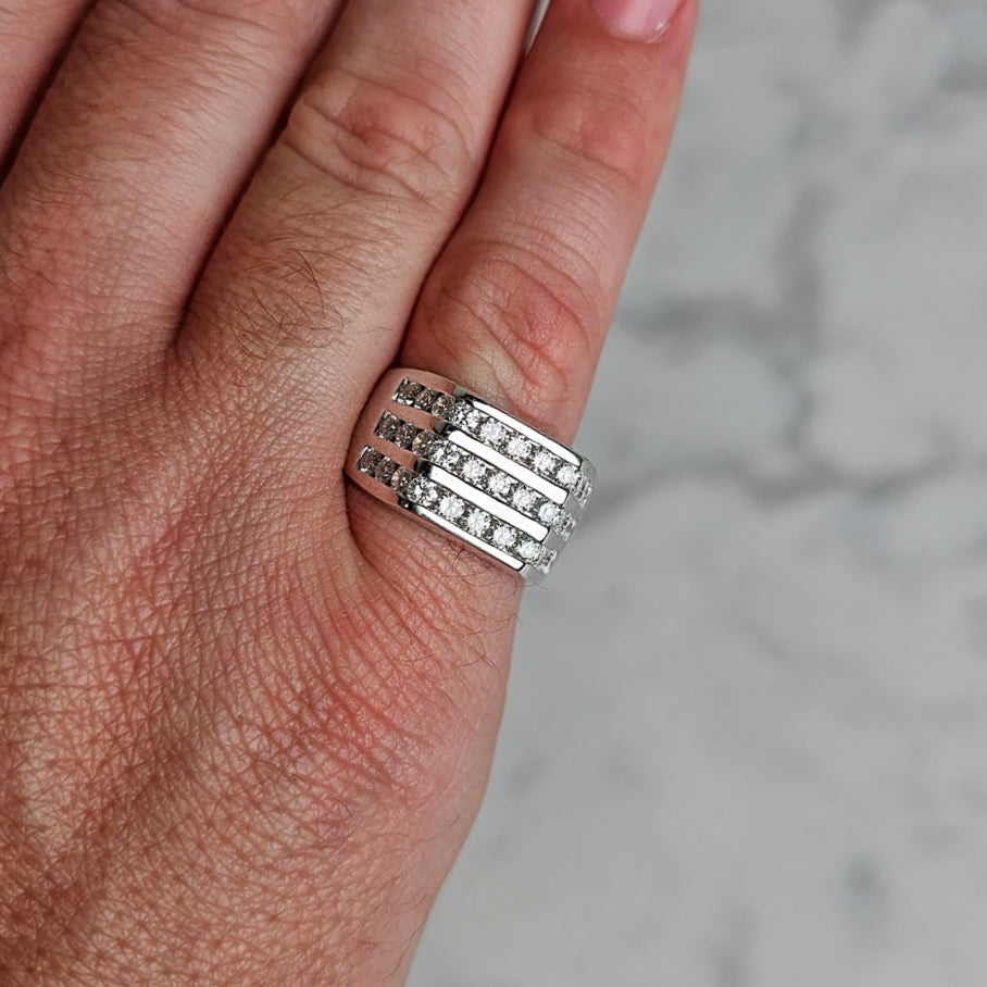 Custom │ Three Row Diamond Ring
