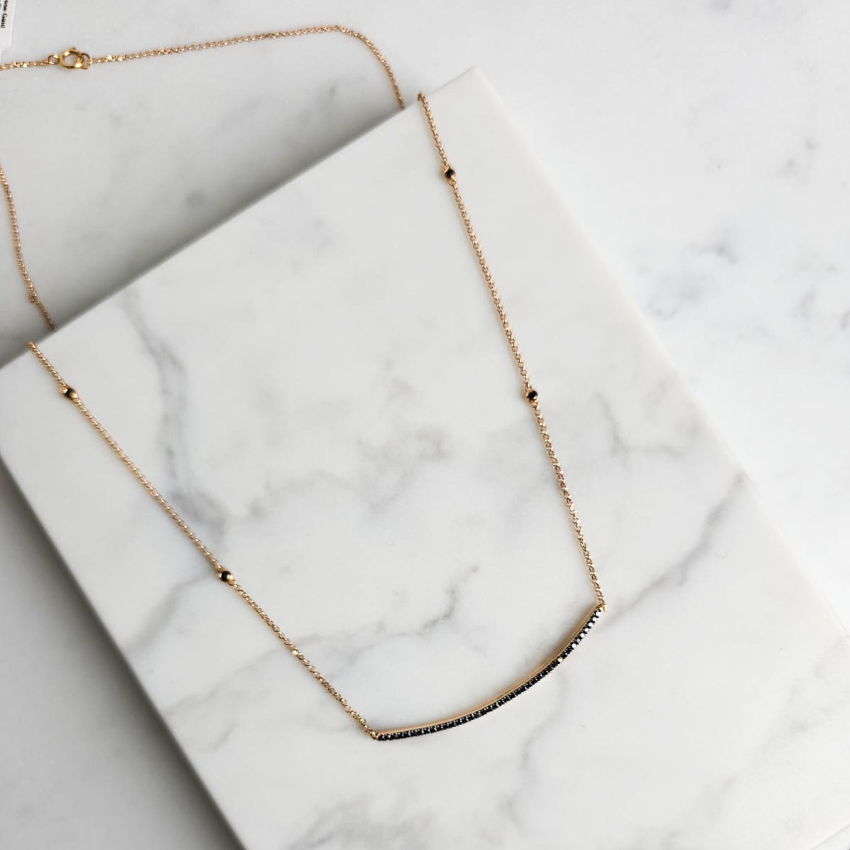 Black Diamond Bar Necklace
