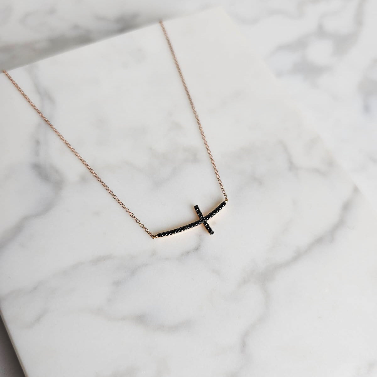 Black Diamond Cross Necklace