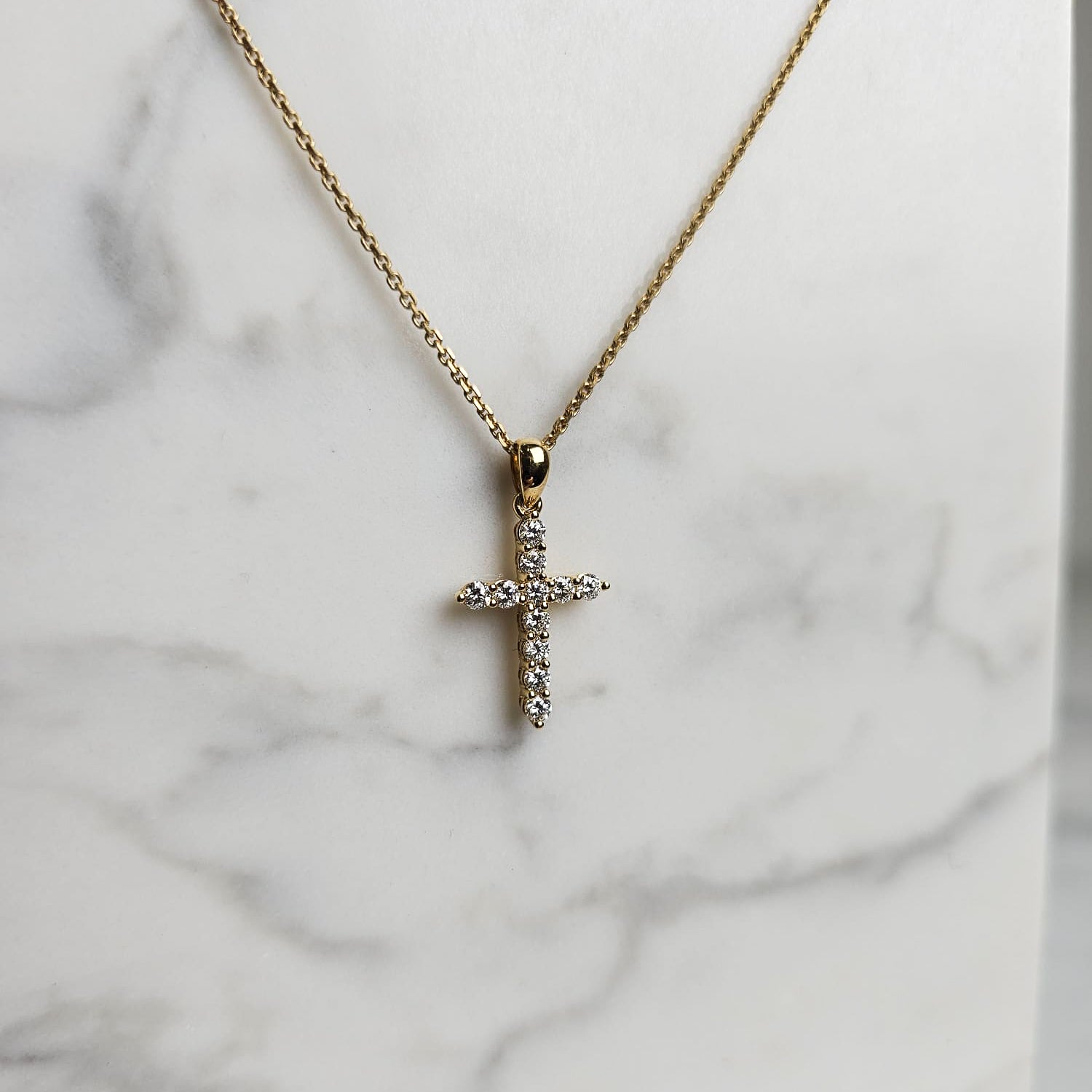 Diamond Cross Pendant - Yellow Gold