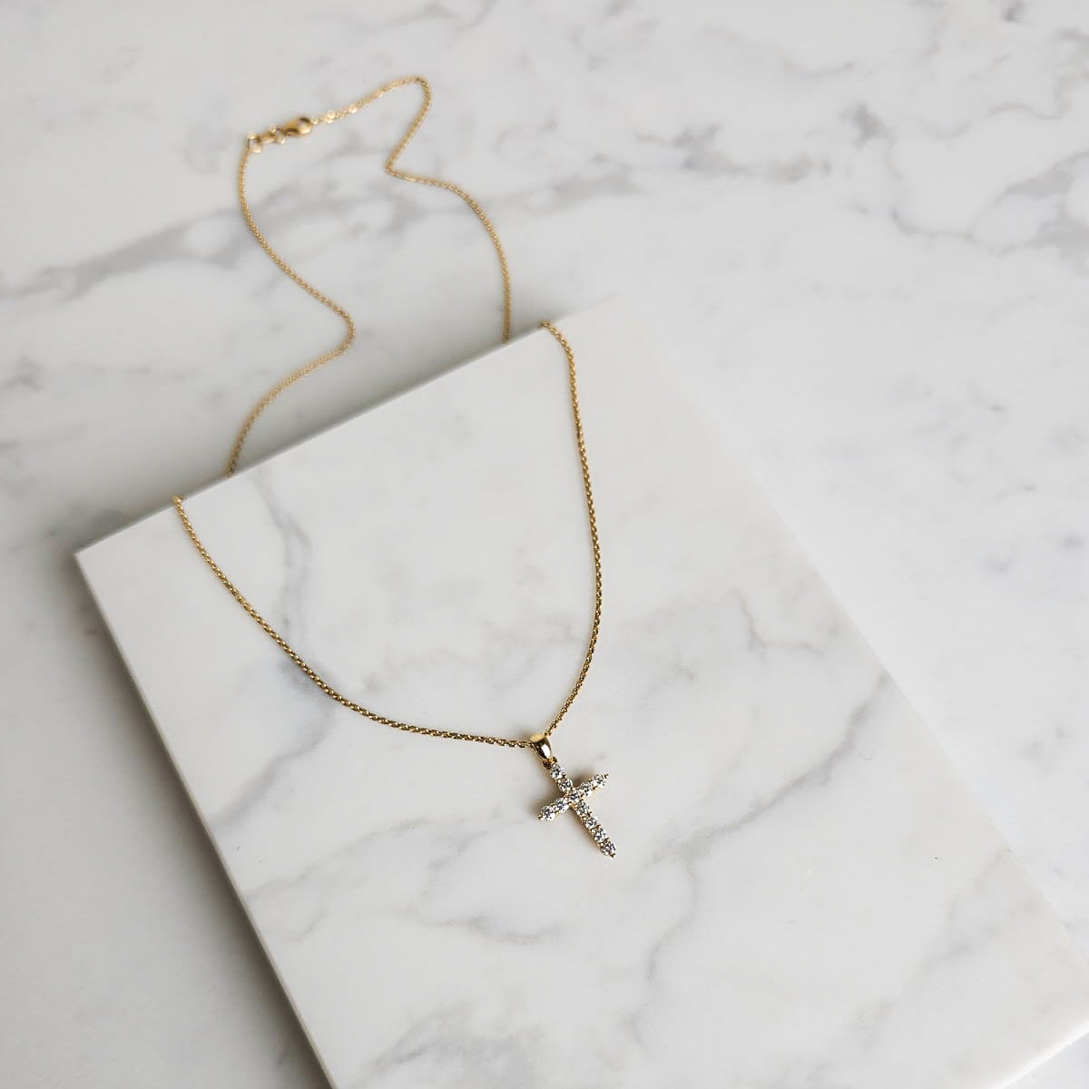 Diamond Cross Pendant - Yellow Gold