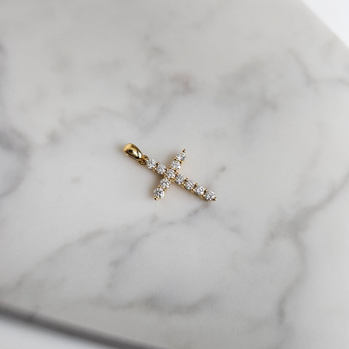 Diamond Cross Pendant - Yellow Gold