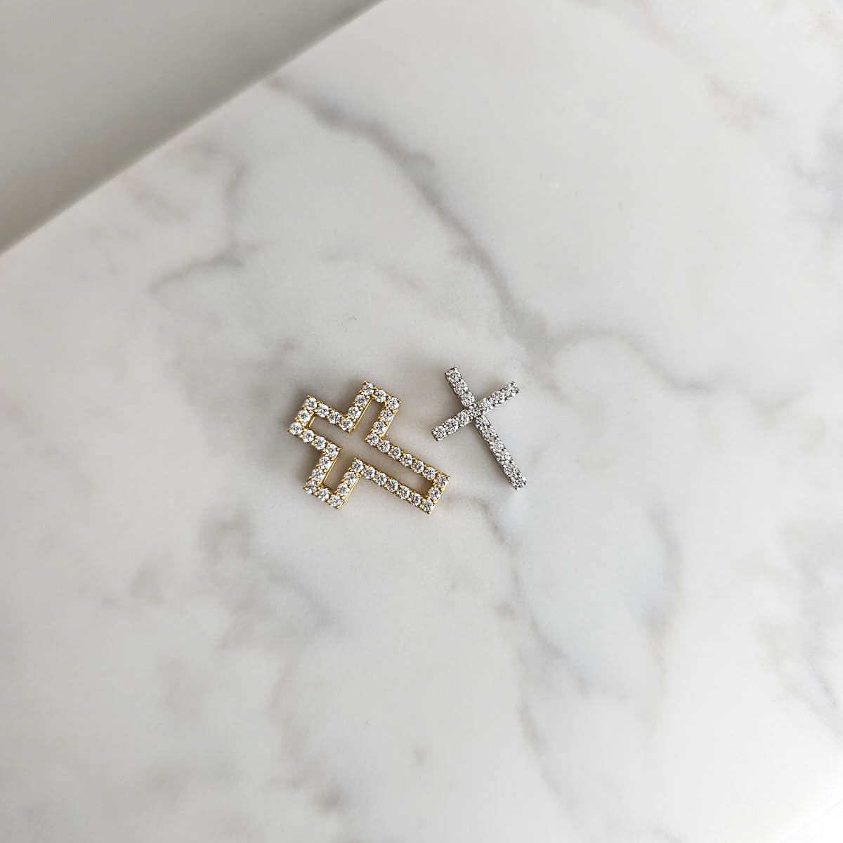 Two Piece Diamond Cross Pendant