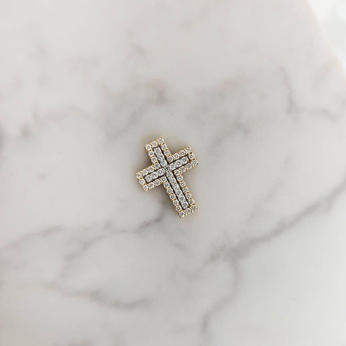Two Piece Diamond Cross Pendant