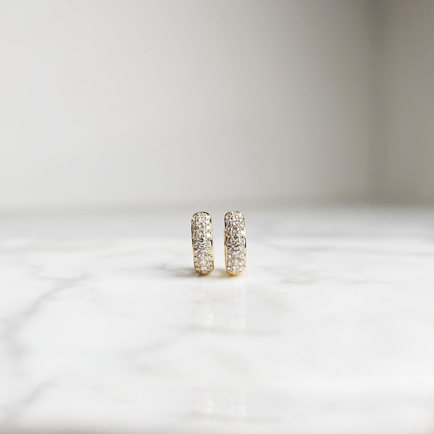 Yellow Gold & Diamond Huggies - 3 Row