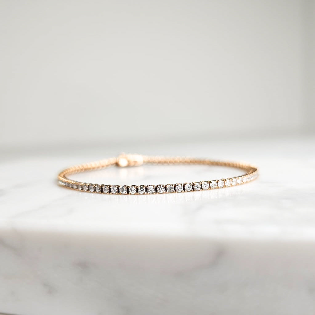 Rose Gold & Diamond Tennis Bracelet - 1.85ct