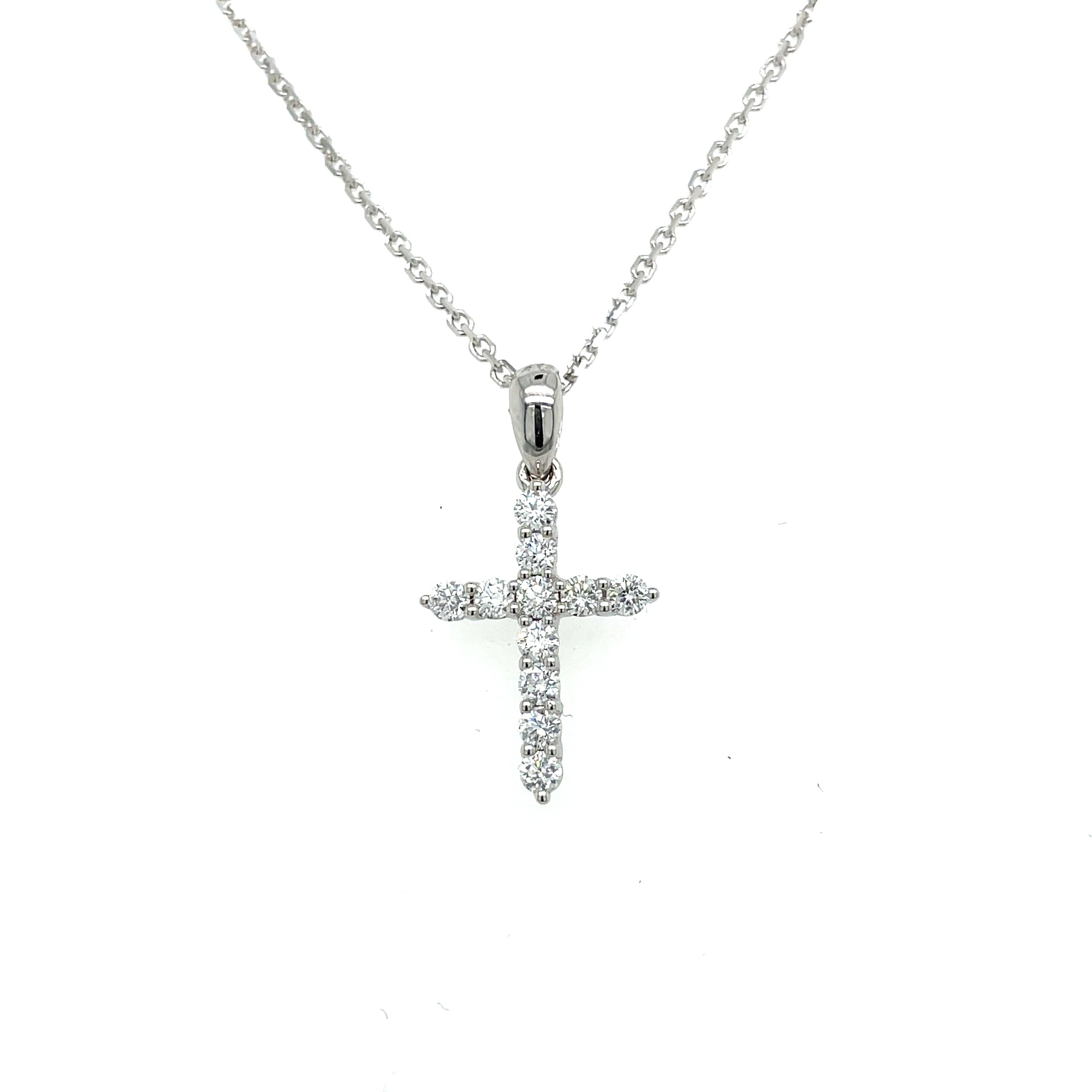 Diamond Cross Pendant - White Gold