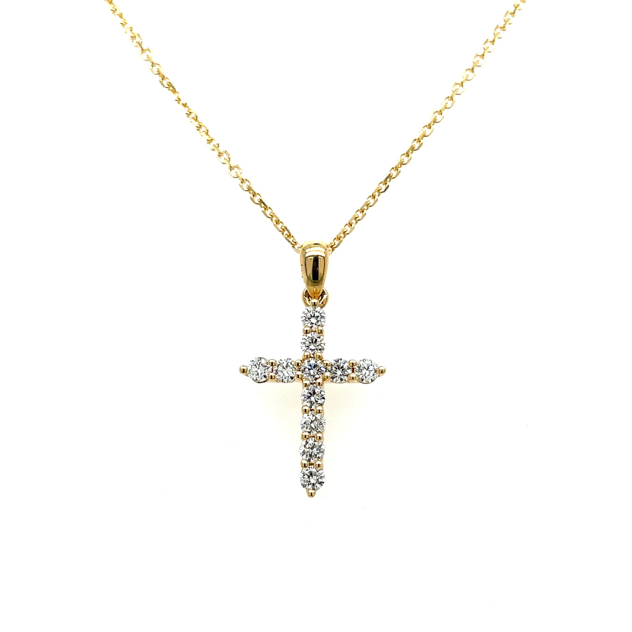 Diamond Cross Pendant - Yellow Gold