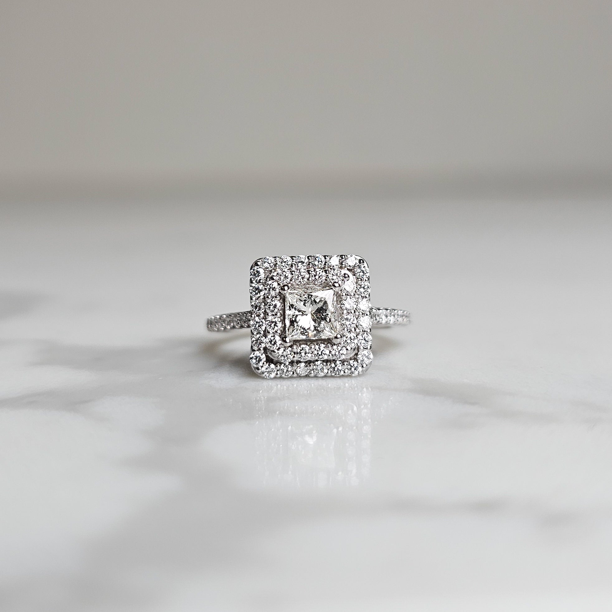 Princess Cut Double Halo Engagement Ring