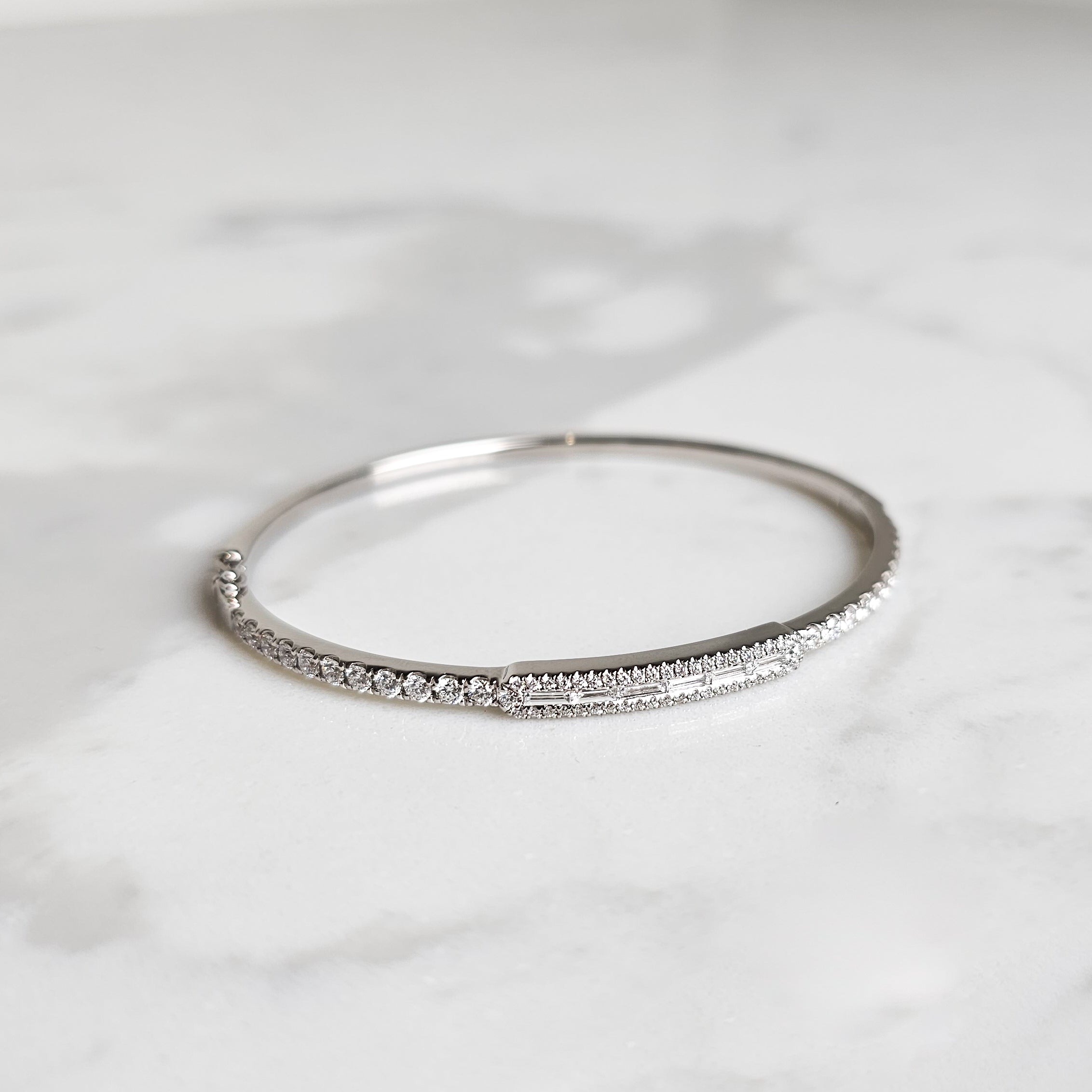 White Gold & Diamond Bangle - 1.25ct