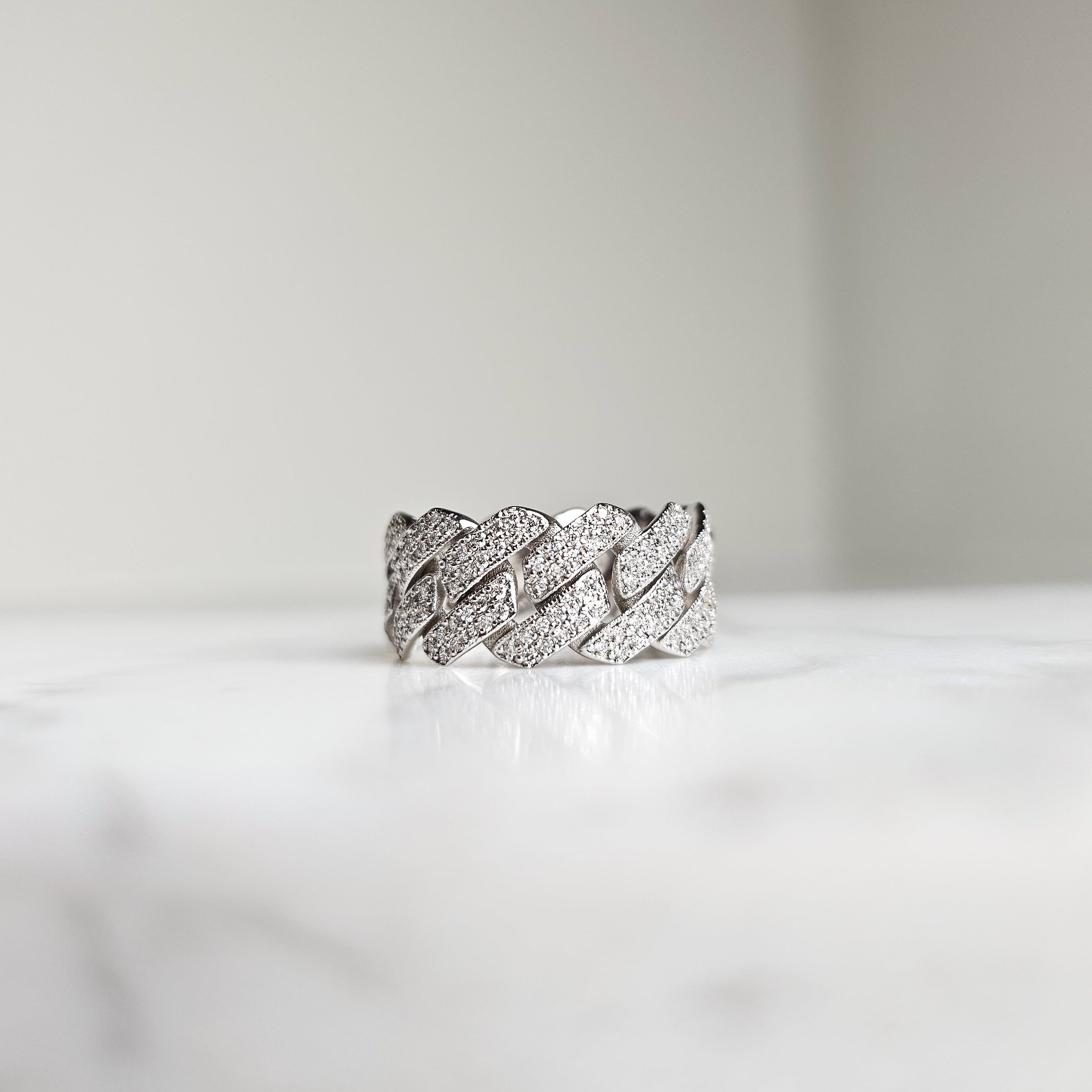 Diamond Set Cuban Ring