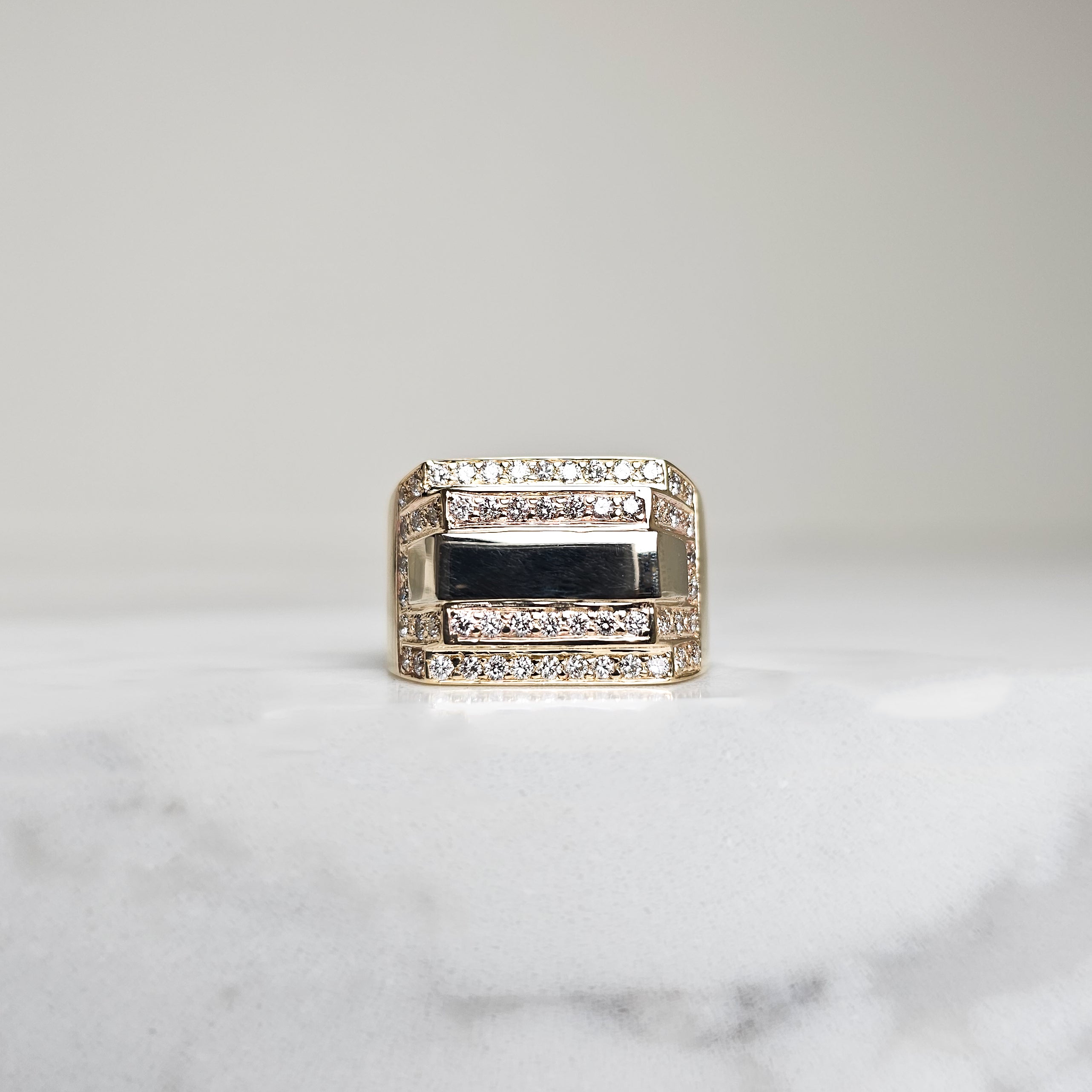 Tiered Diamond Signet Ring