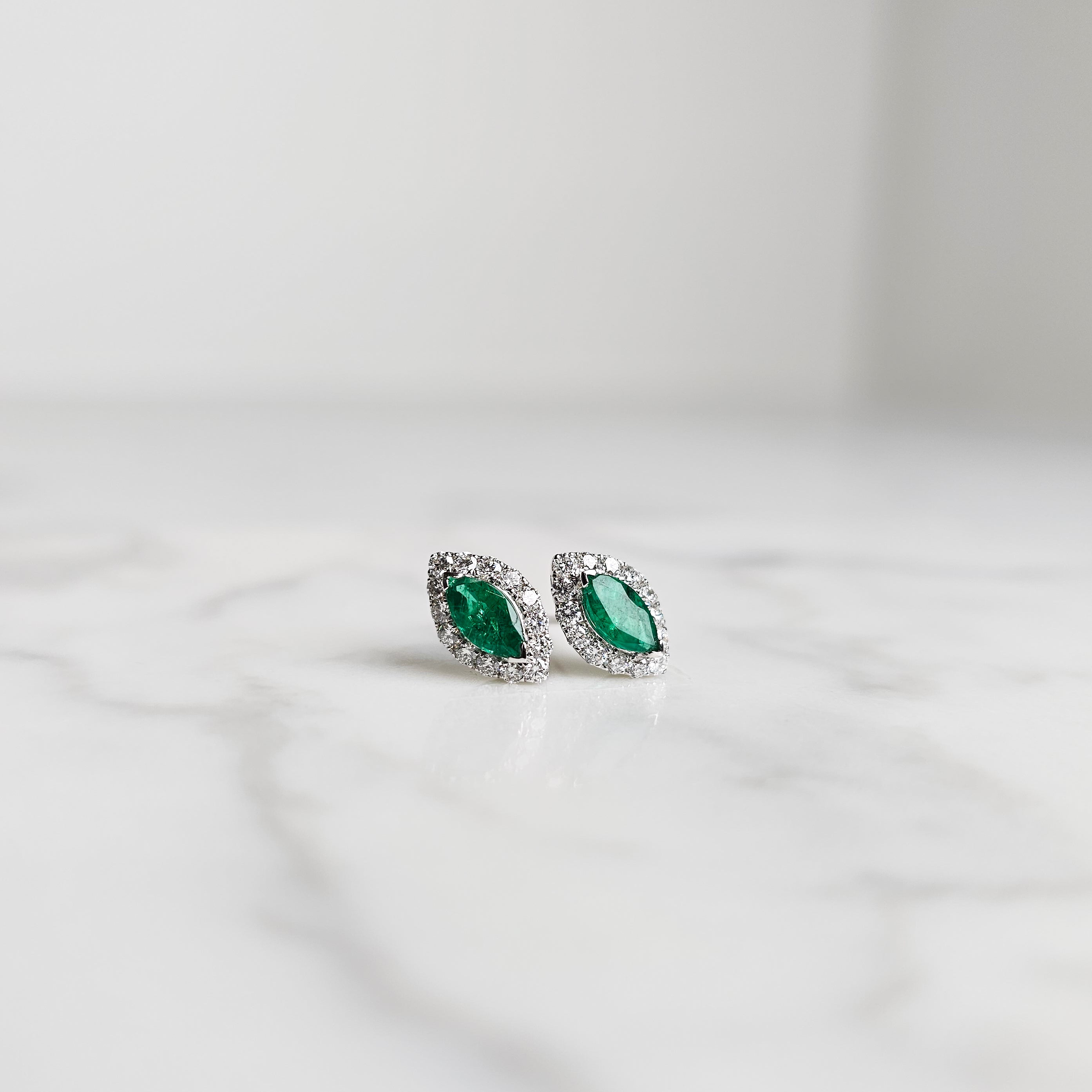 Marquise Emerald & Diamond Earrings