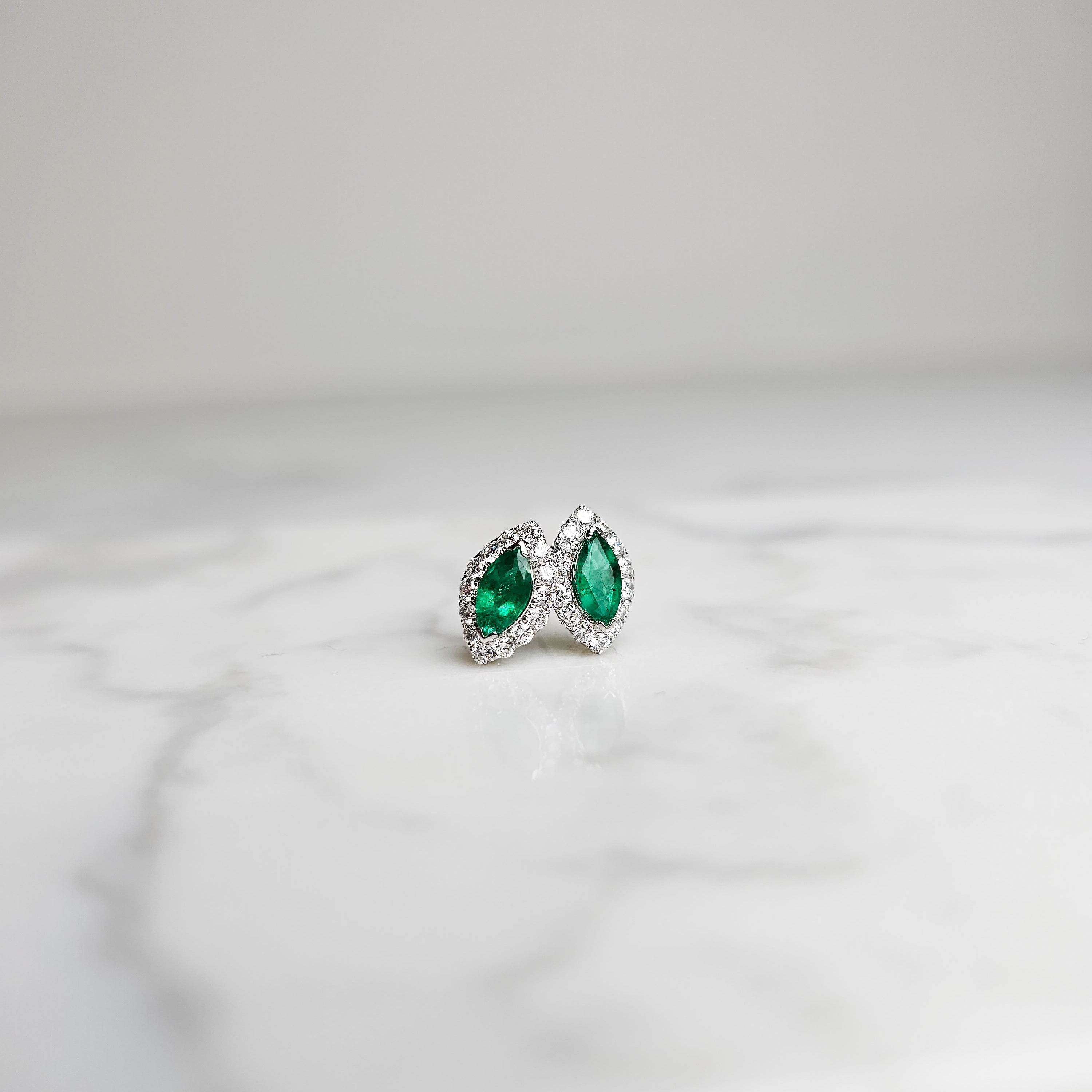 Marquise Emerald & Diamond Earrings