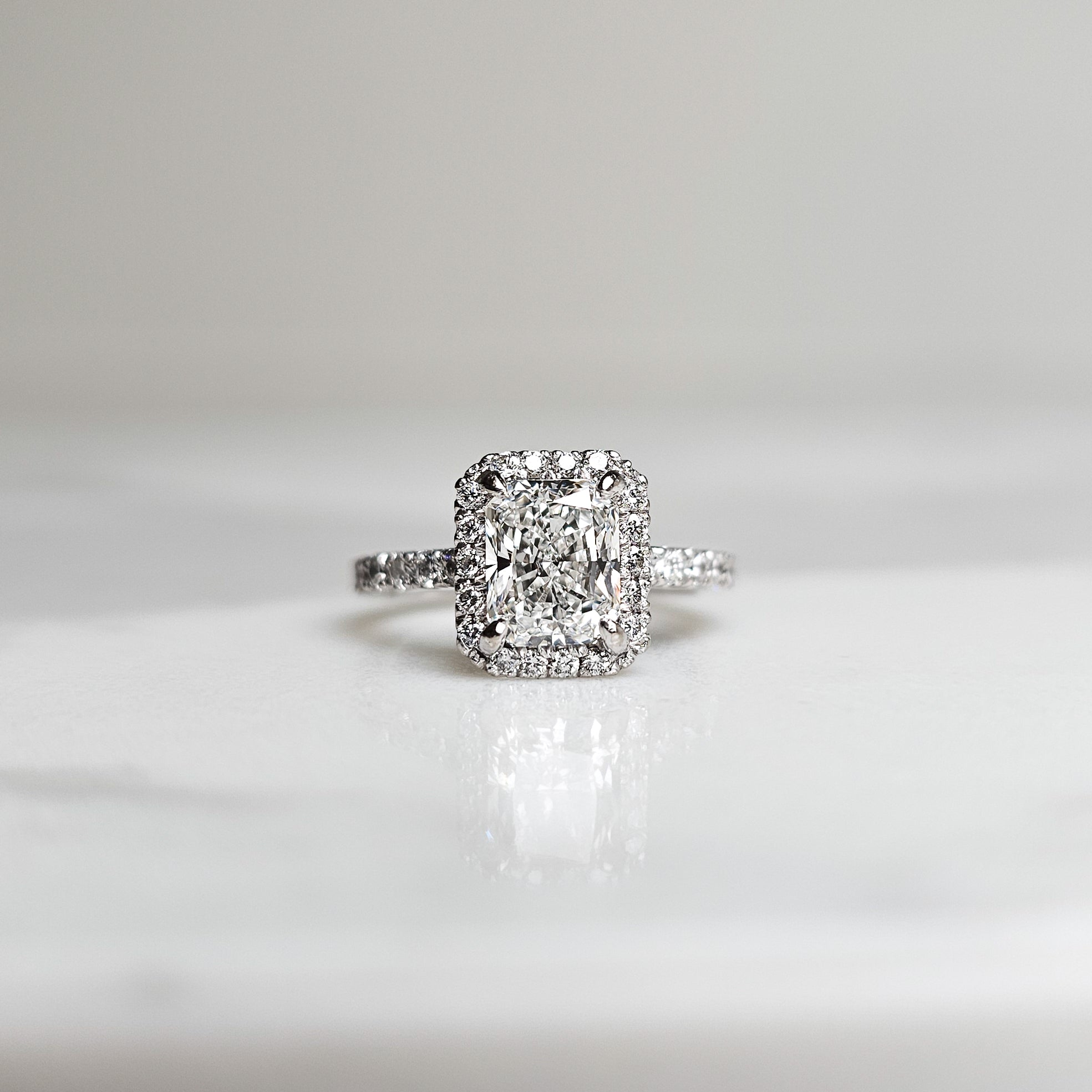 Radiant Cut Halo Engagement Ring