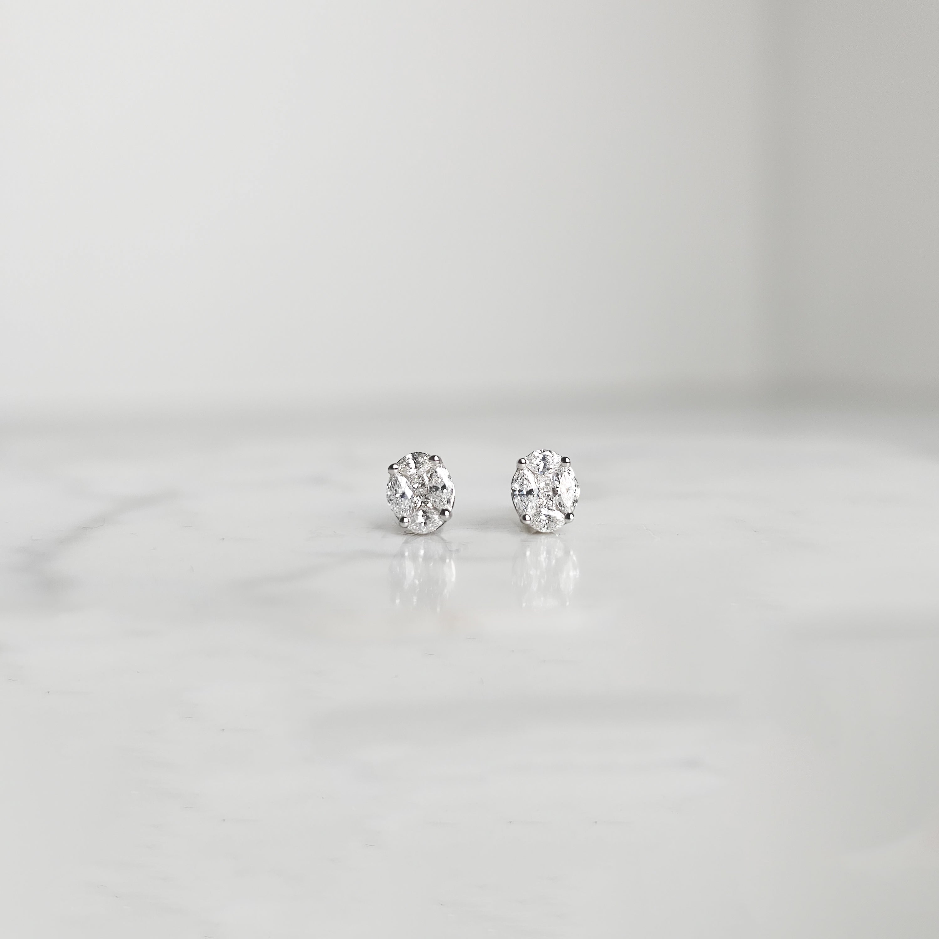 Oval Shape Illusion Diamond Studs