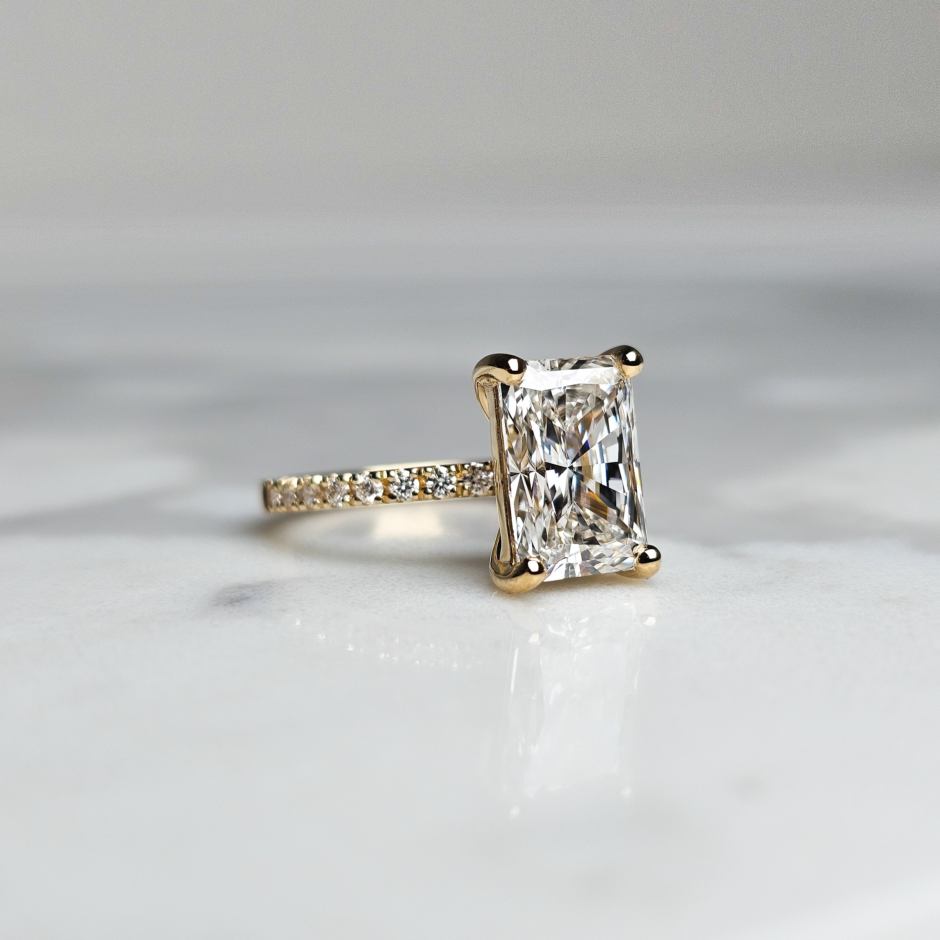 Radiant Cut with Pavé Half Eternity