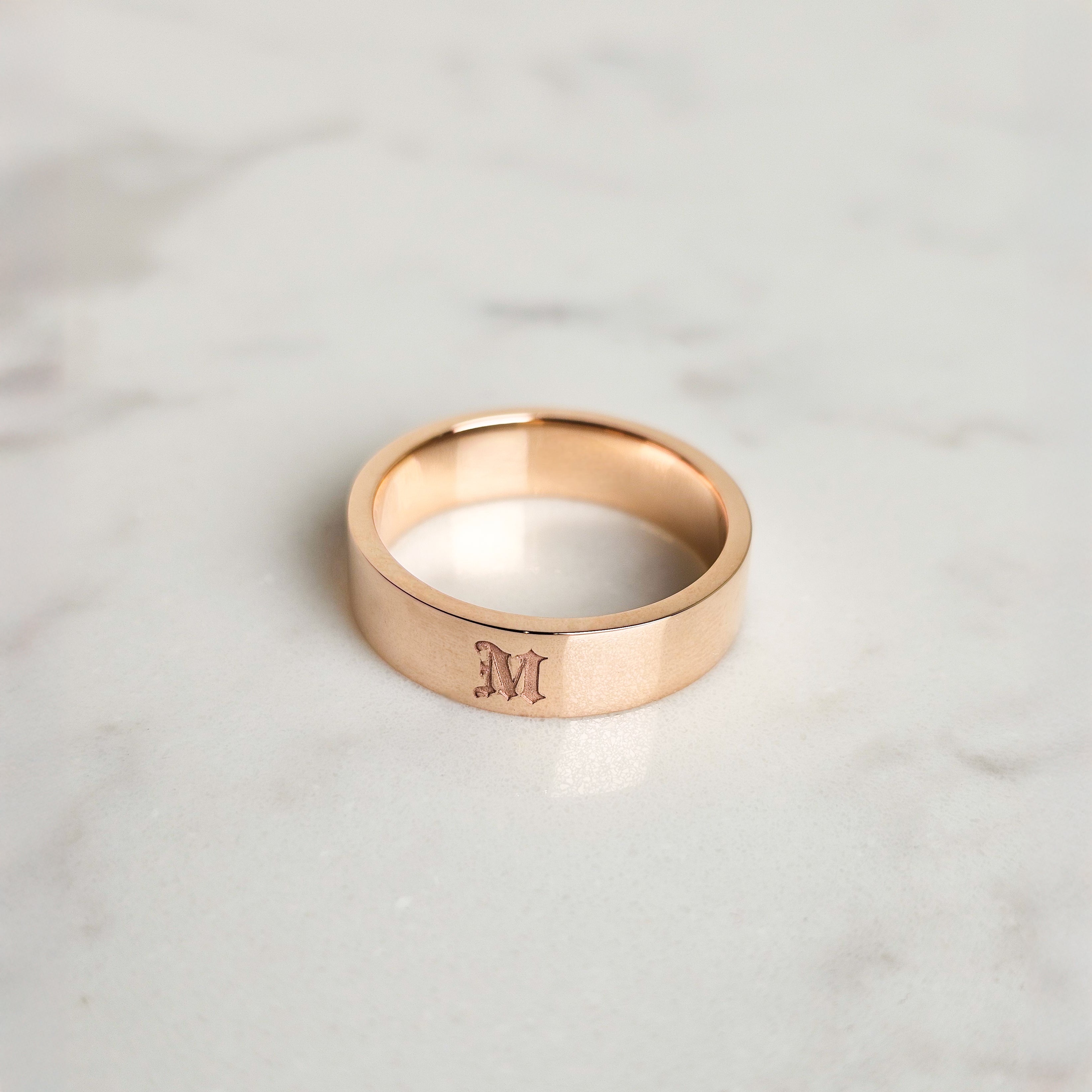 Initial Engraved Wedding Band