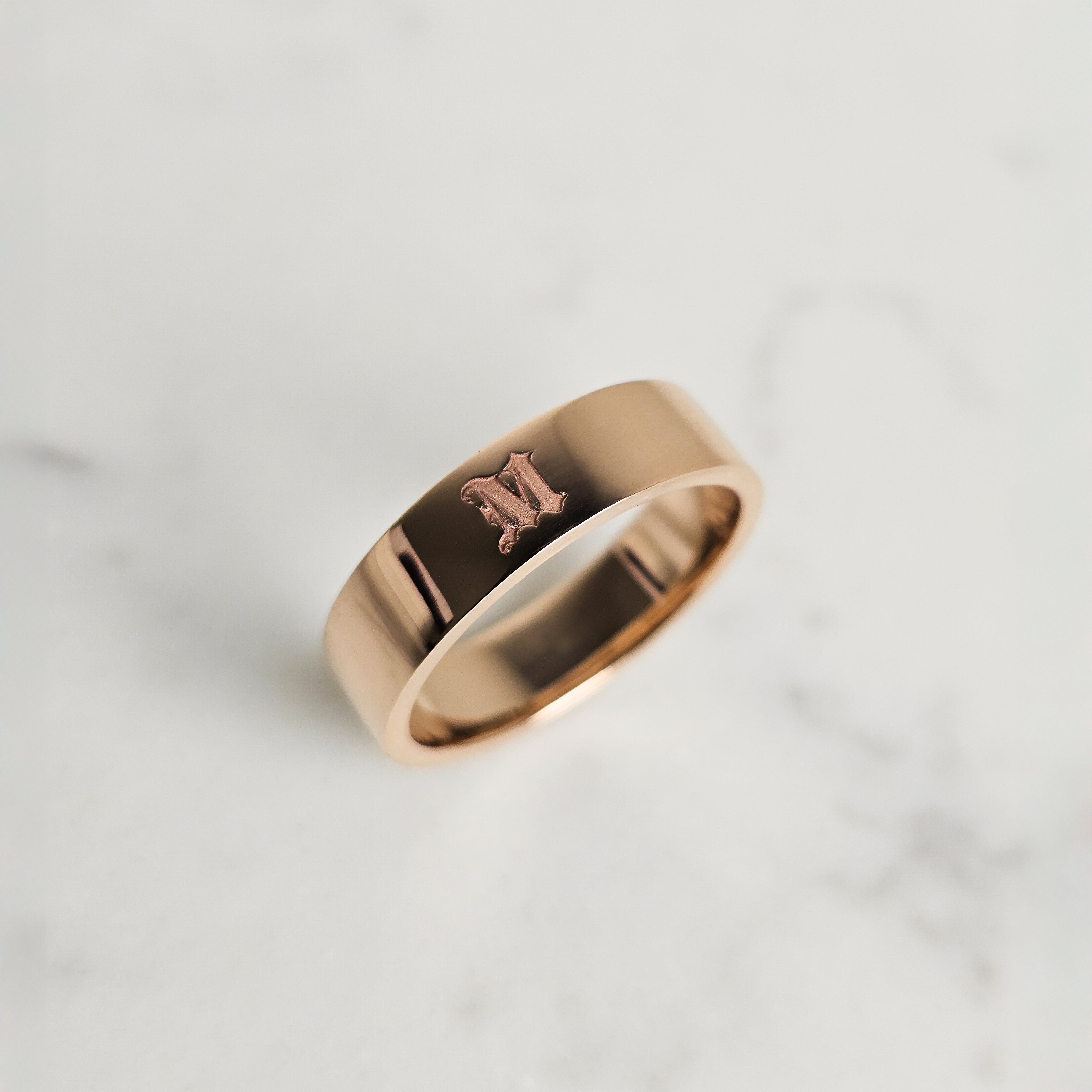 Initial Engraved Wedding Band