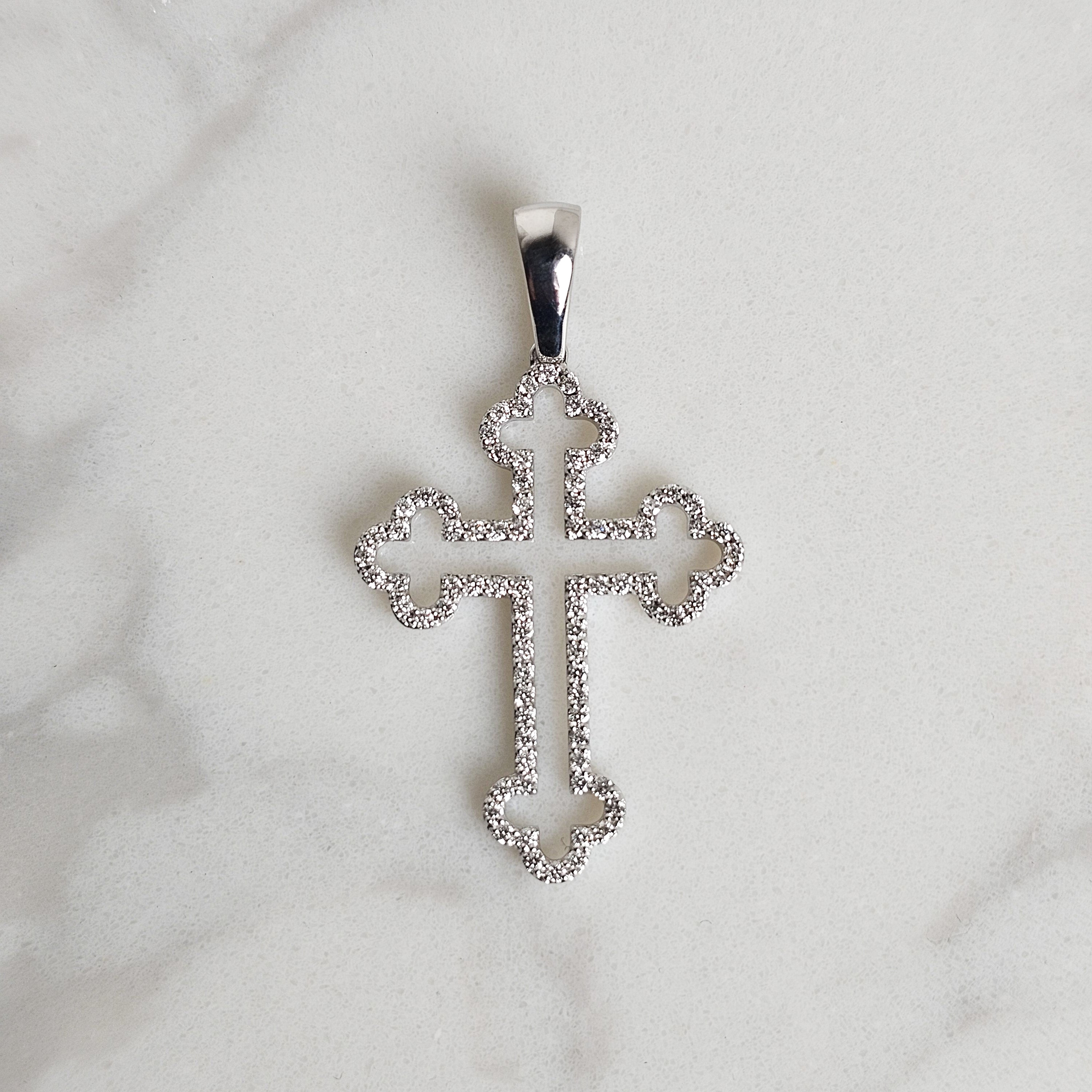 Open Style Cross - White Gold