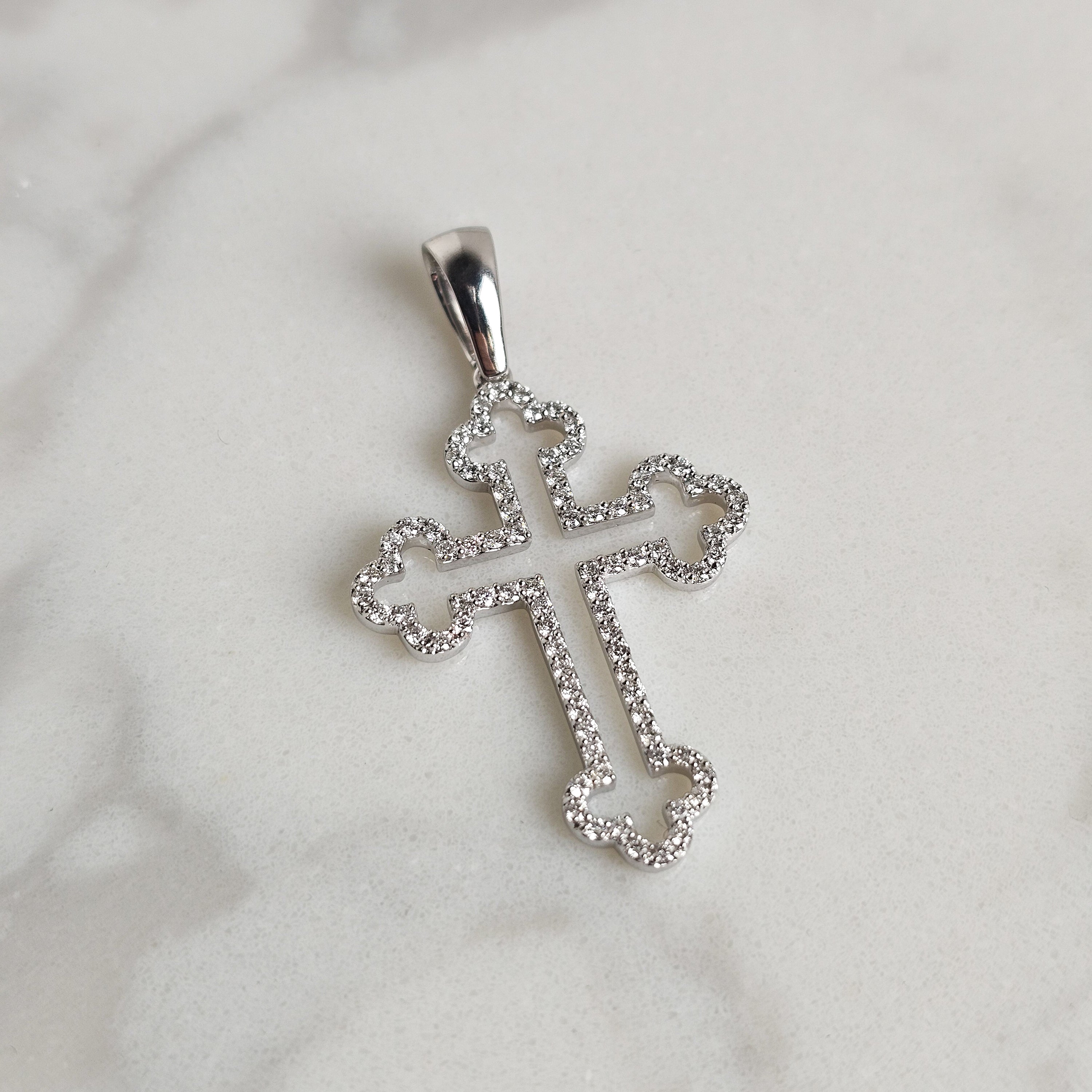 Open Style Cross - White Gold