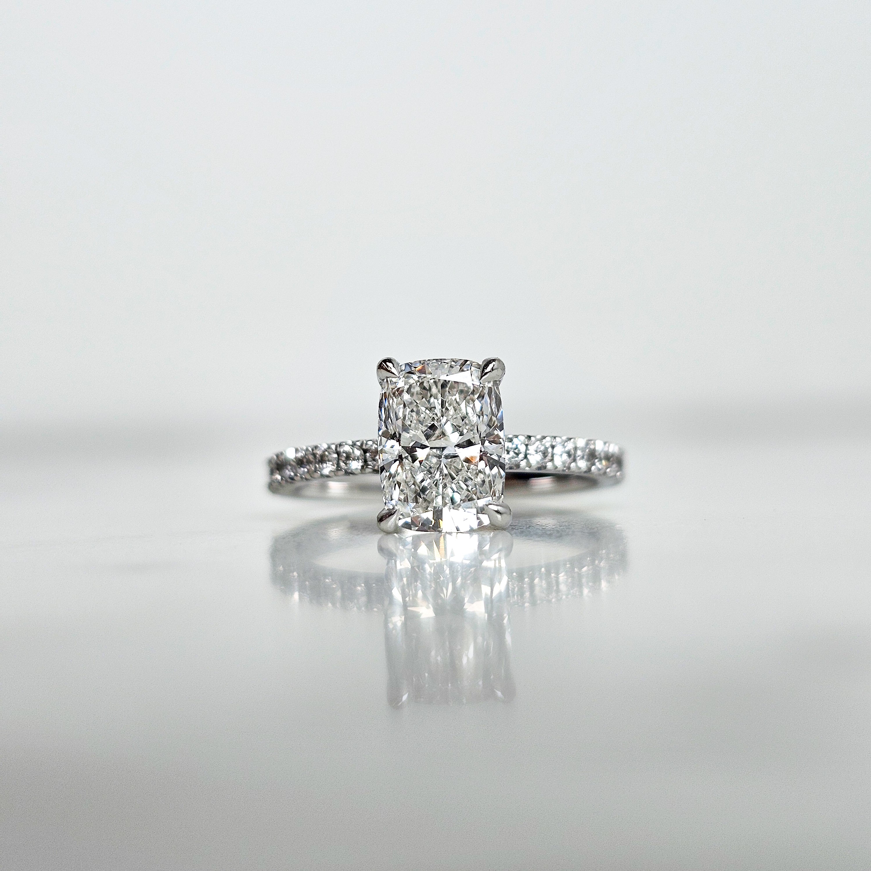 Cushion Cut with Pavé Half Eternity & Hidden Halo