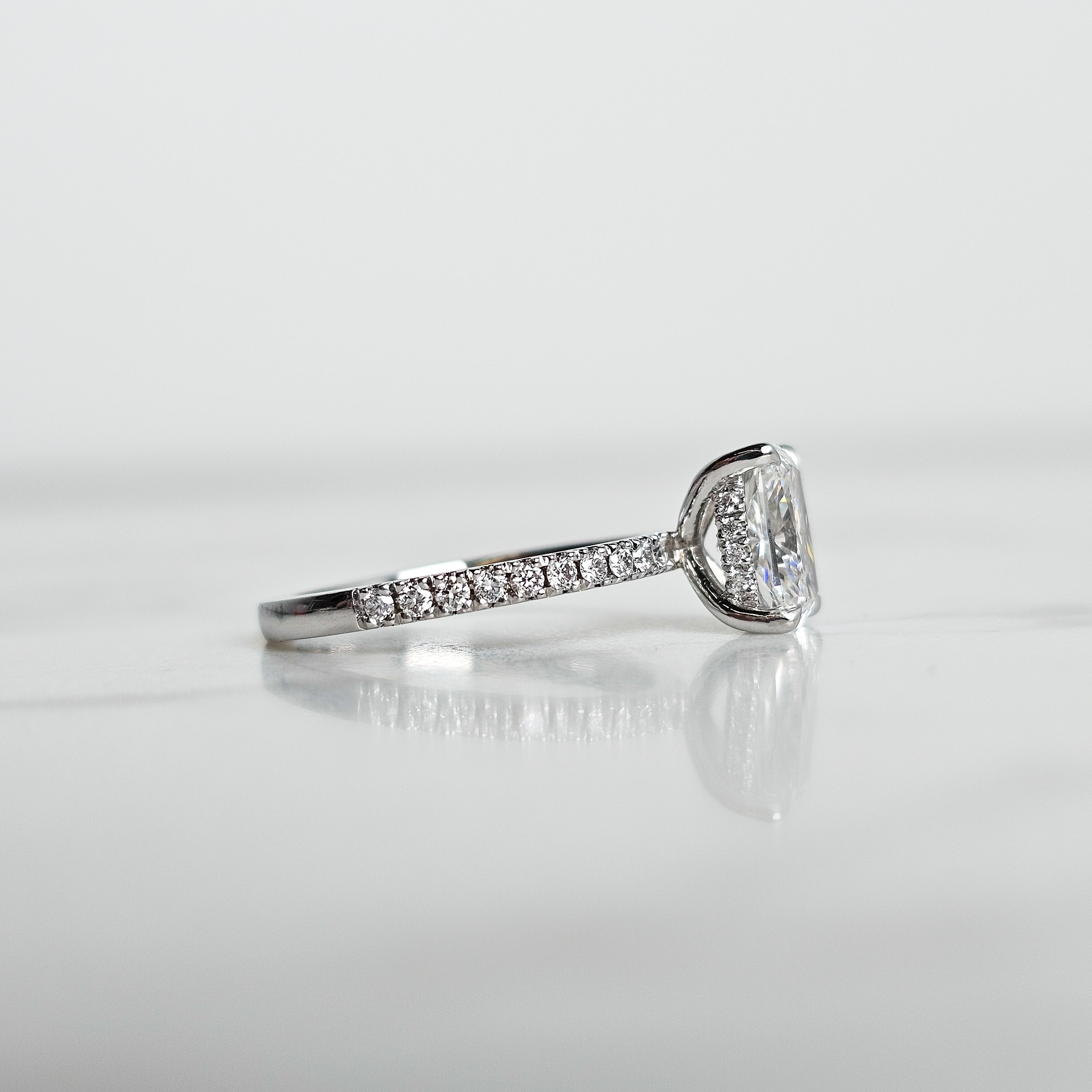 Cushion Cut with Pavé Half Eternity & Hidden Halo