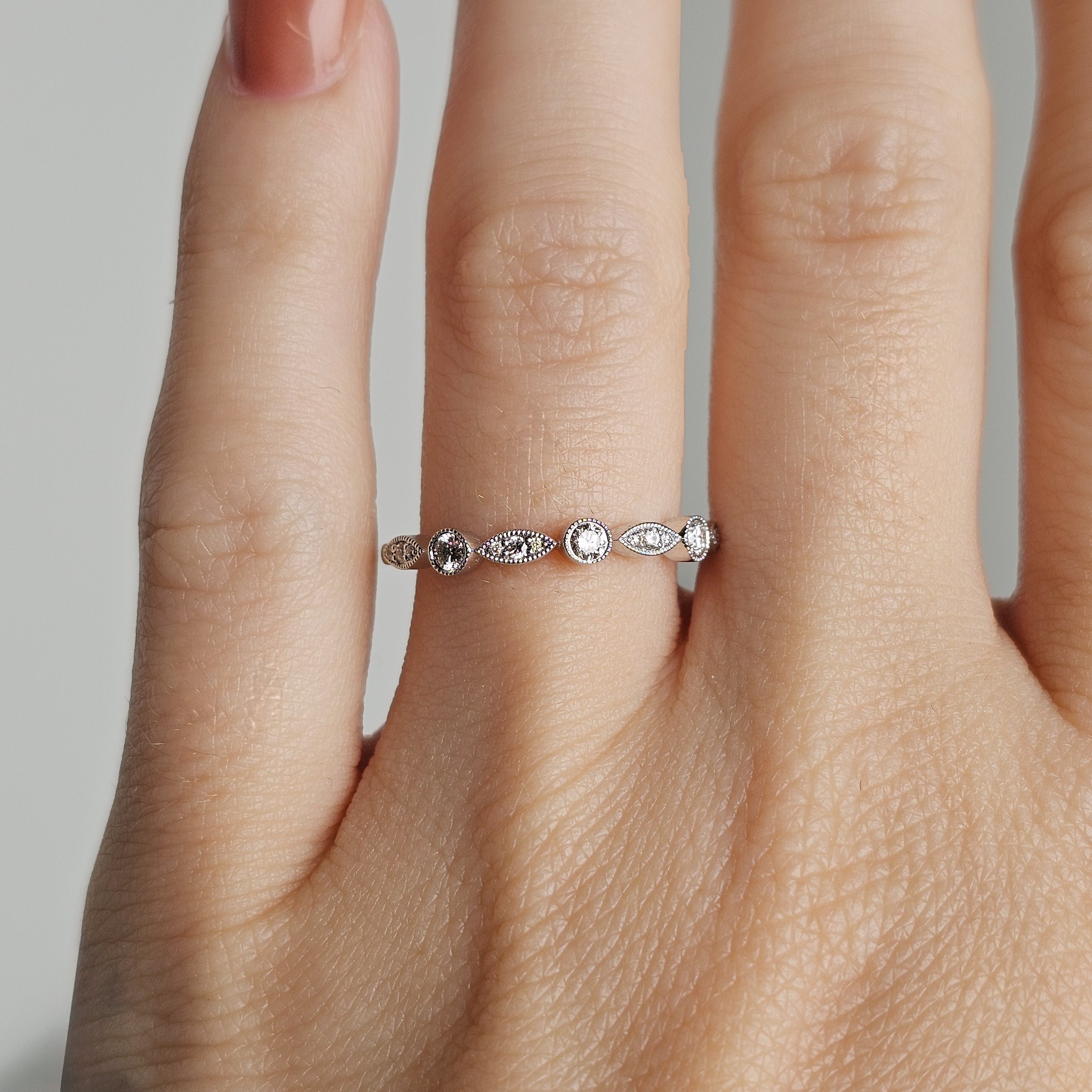 Diamond Alternating Shape Half Eternity Band