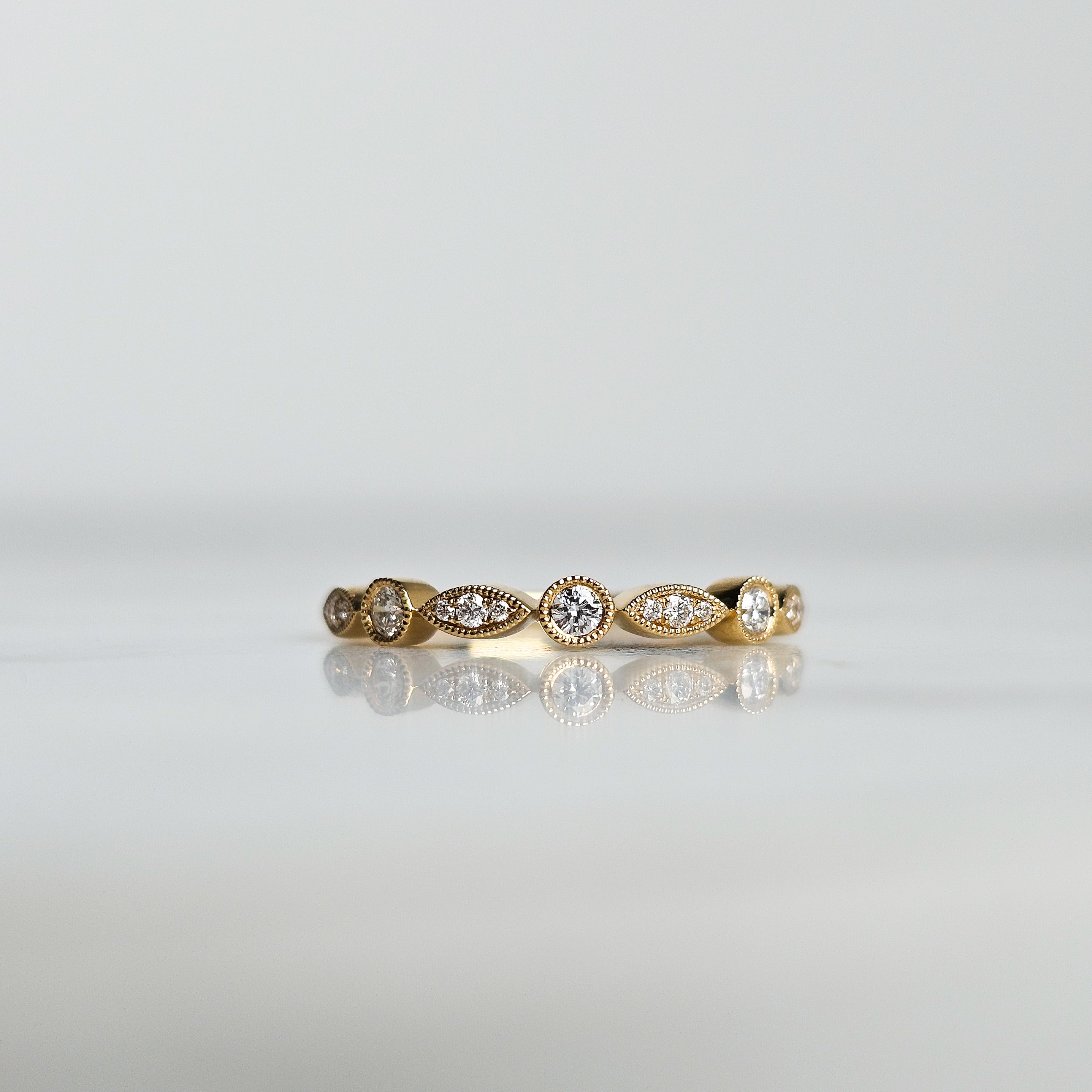 Diamond Alternating Shape Half Eternity Band