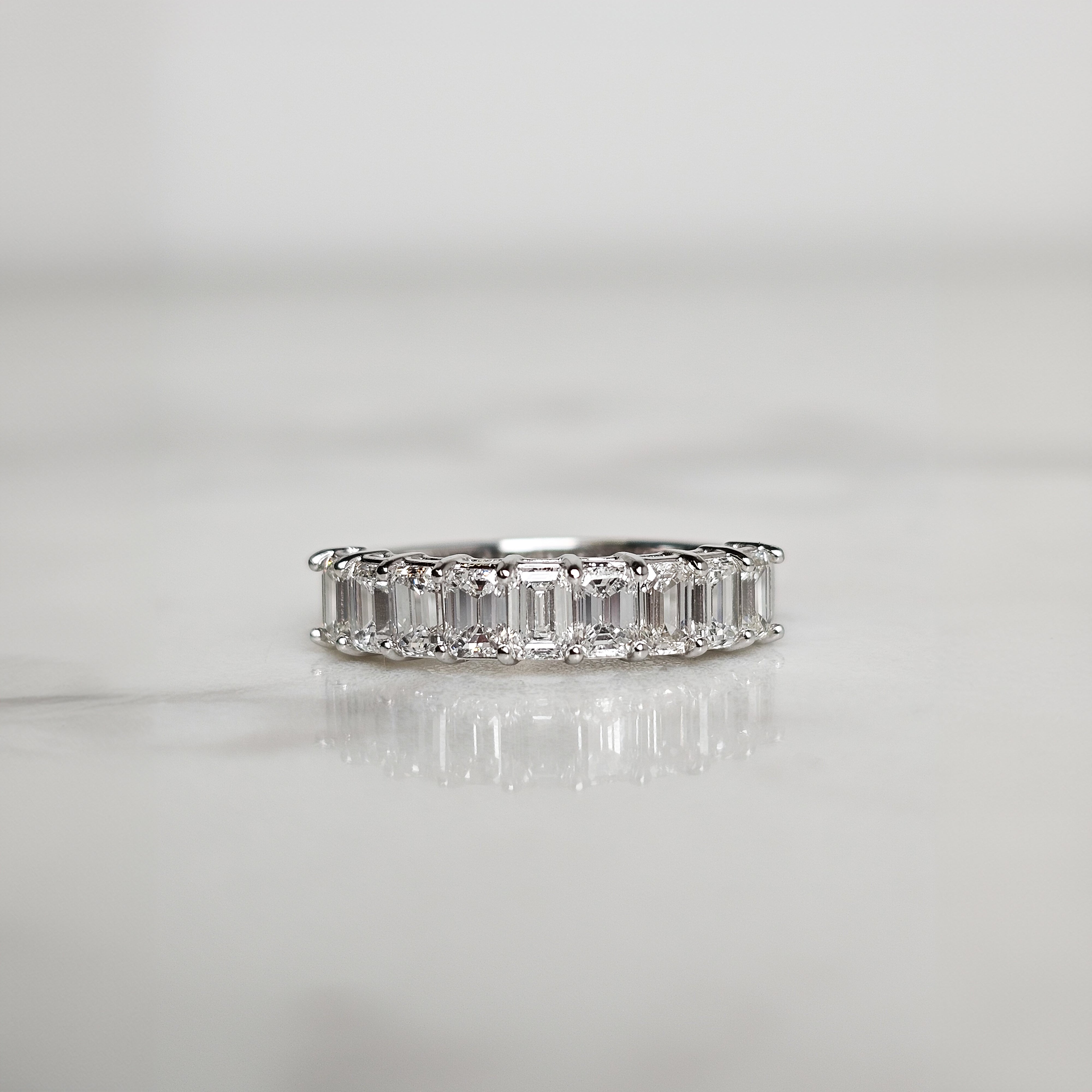 Diamond Half Eternity Band - Emerald Cut