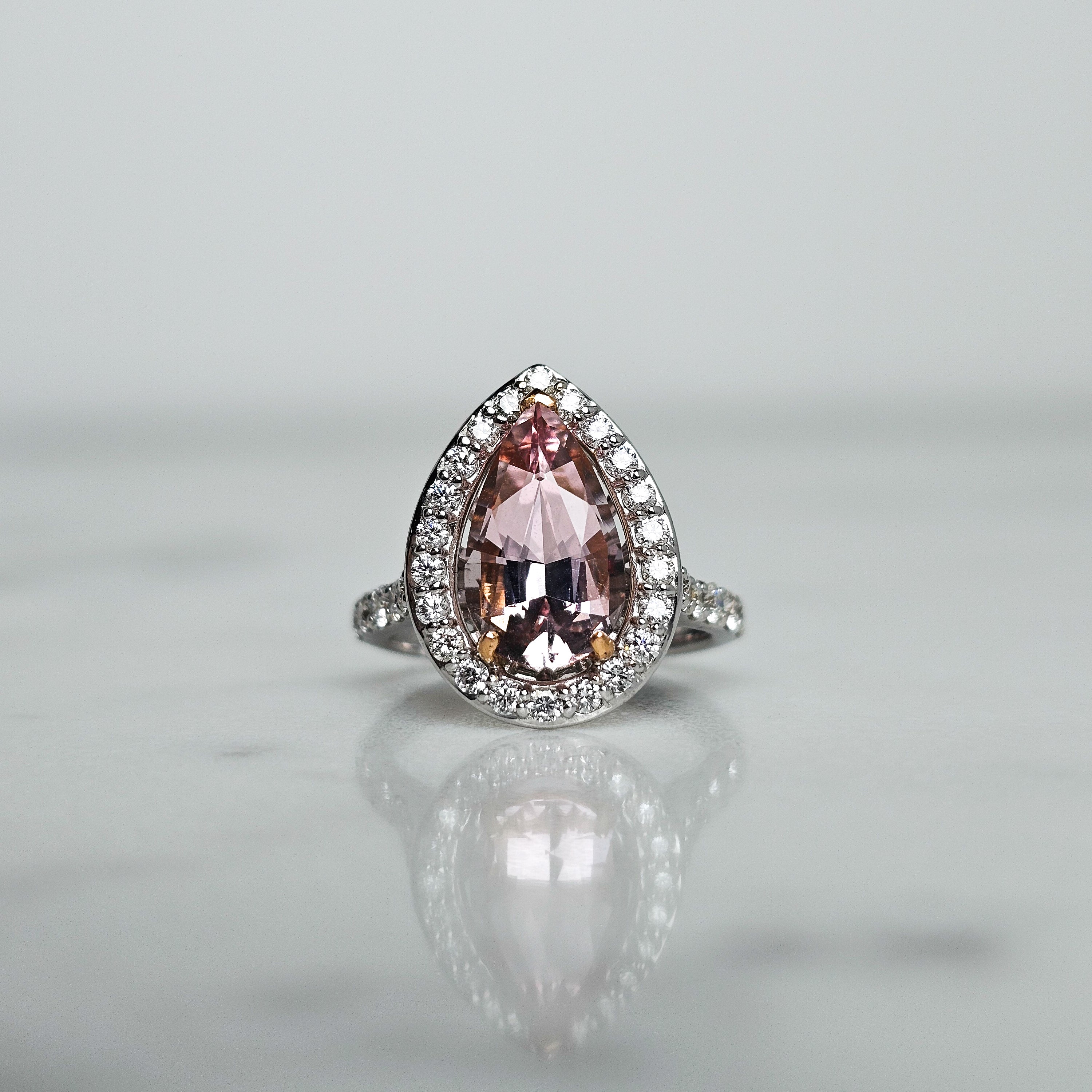 Morganite Halo Ring