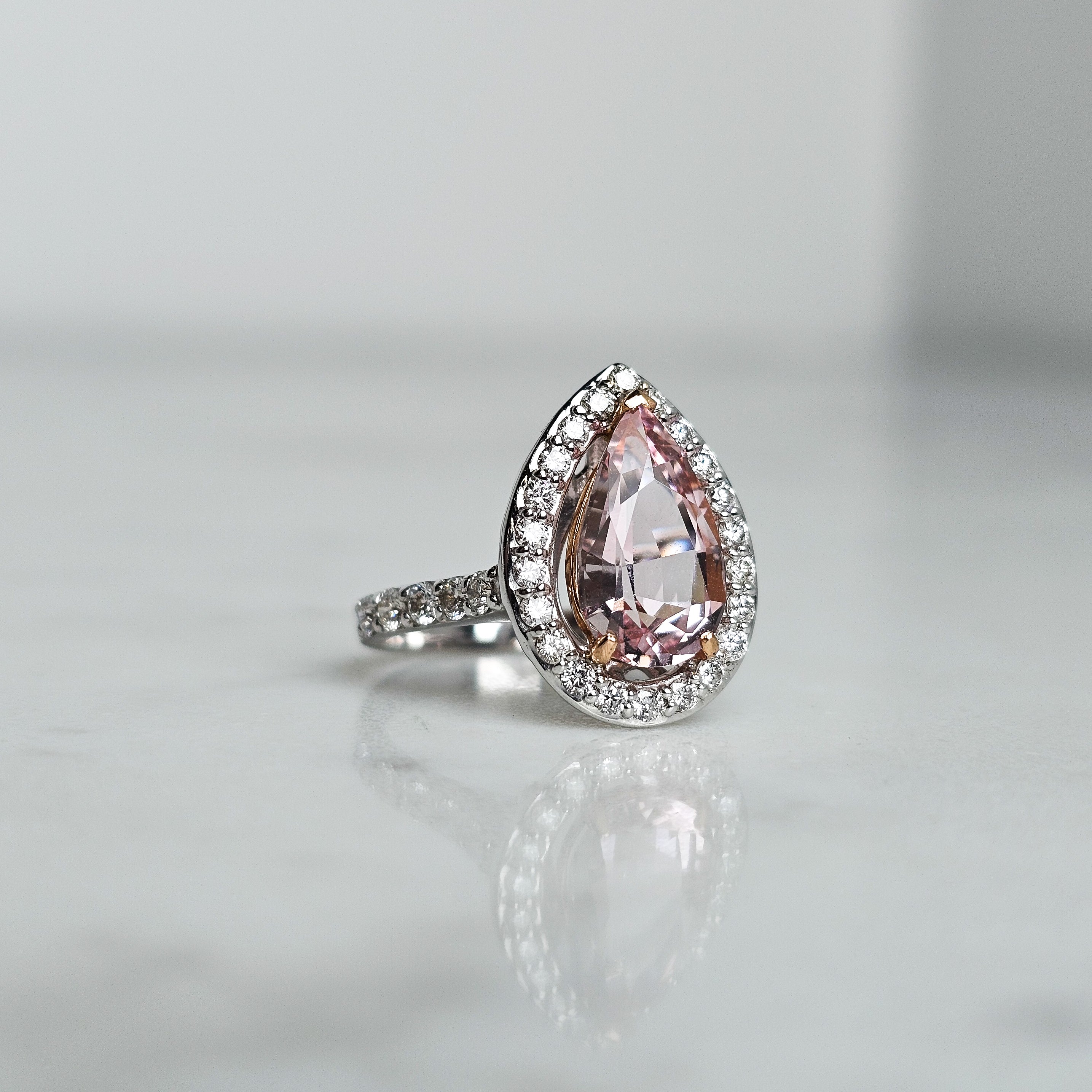 Morganite Halo Ring