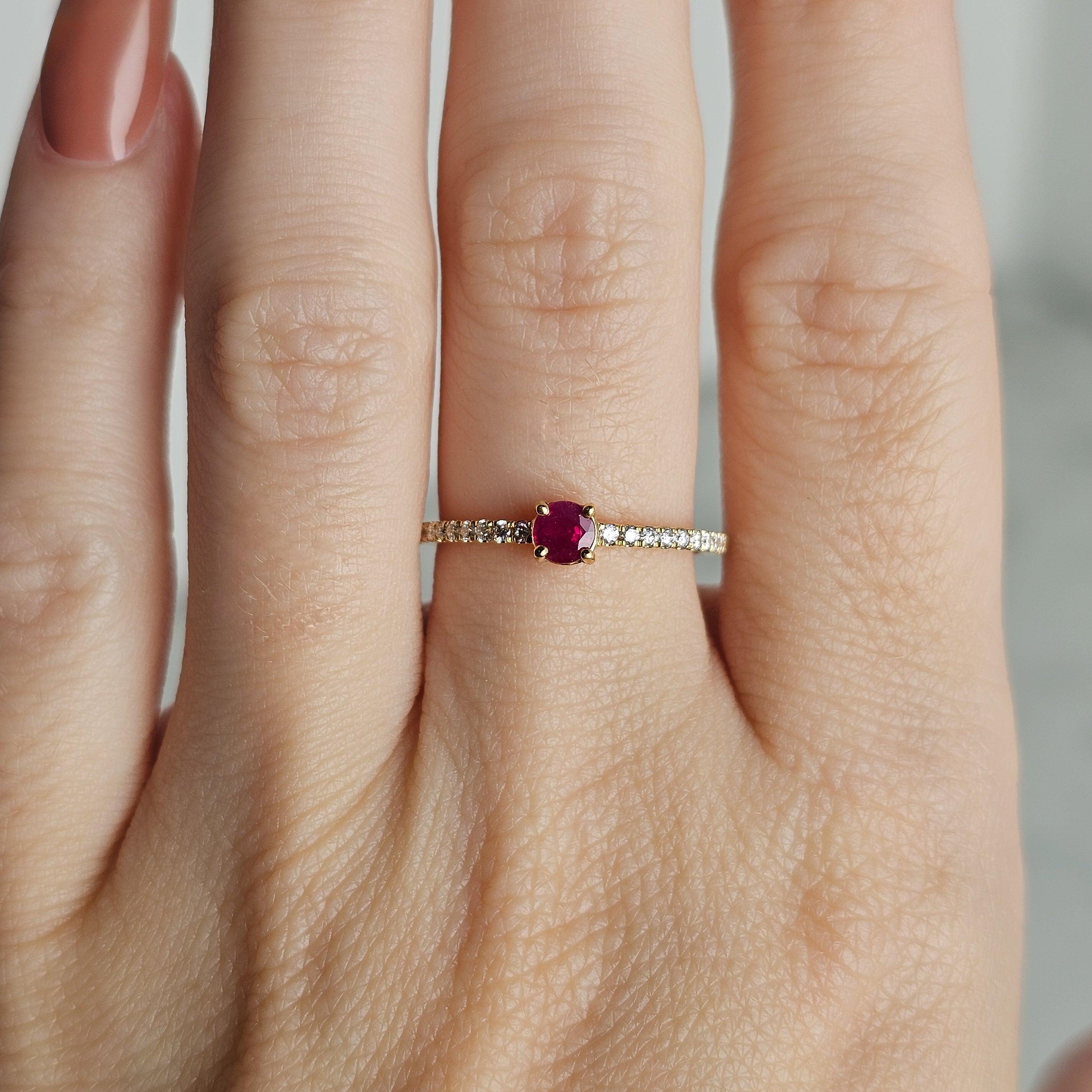 Ruby & Diamond Birthstone Ring