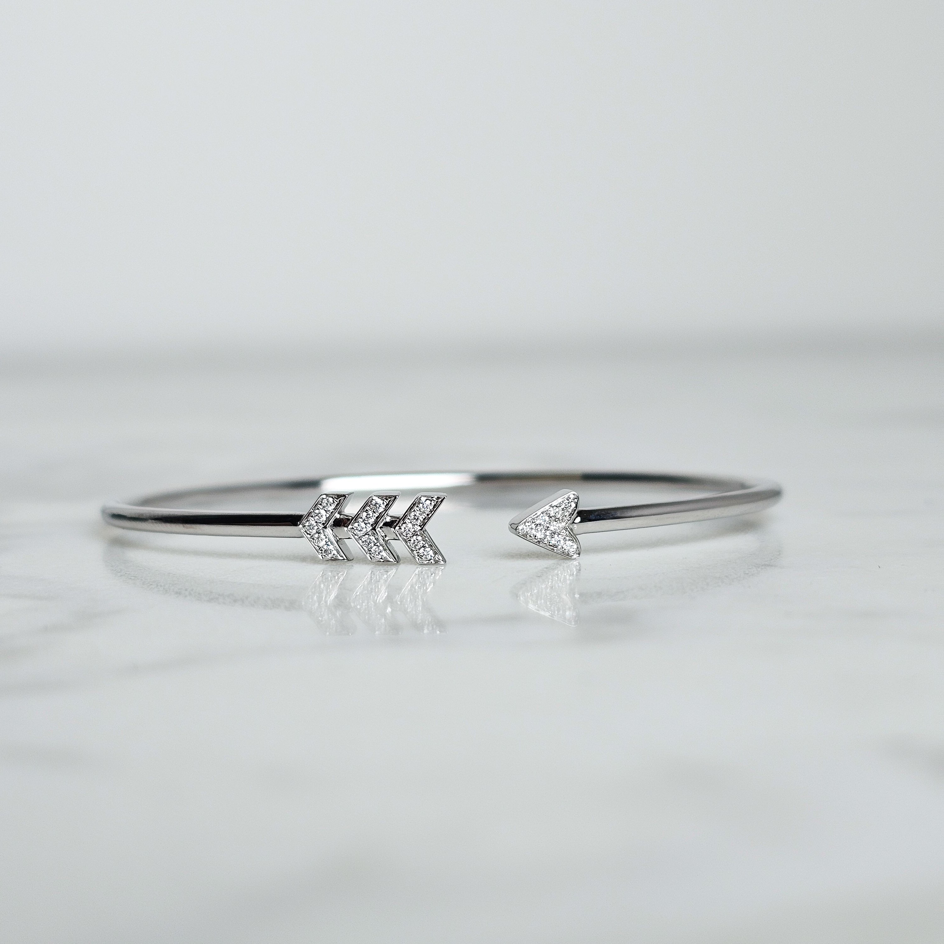 Arrow Bangle - White Gold