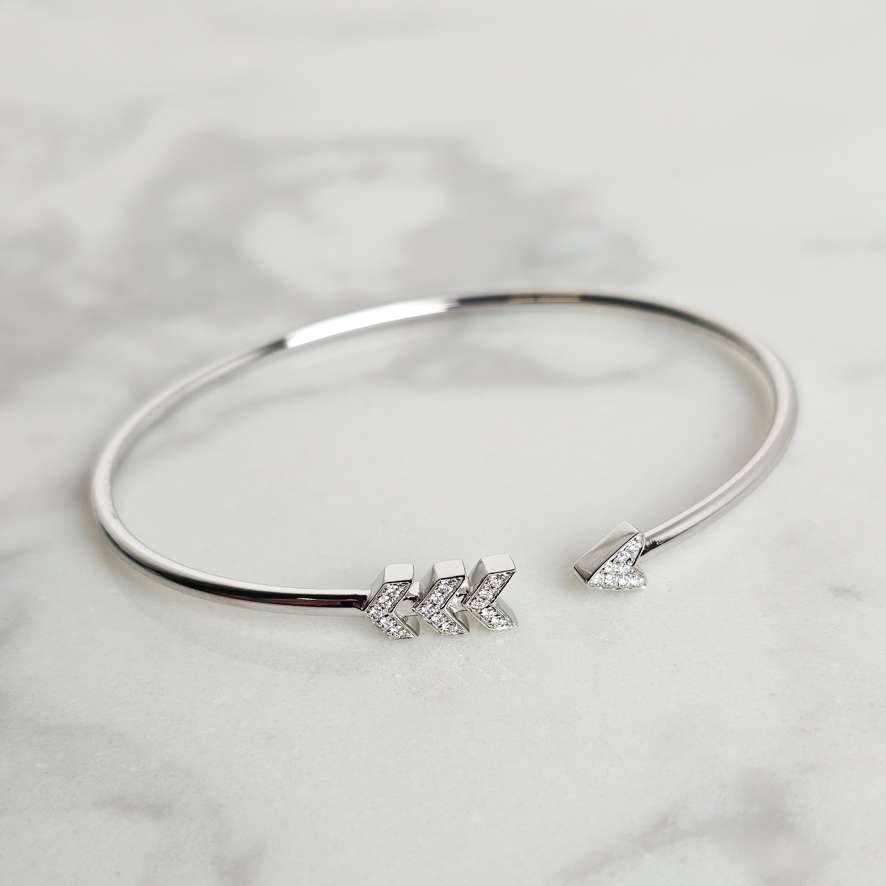 Arrow Bangle - White Gold